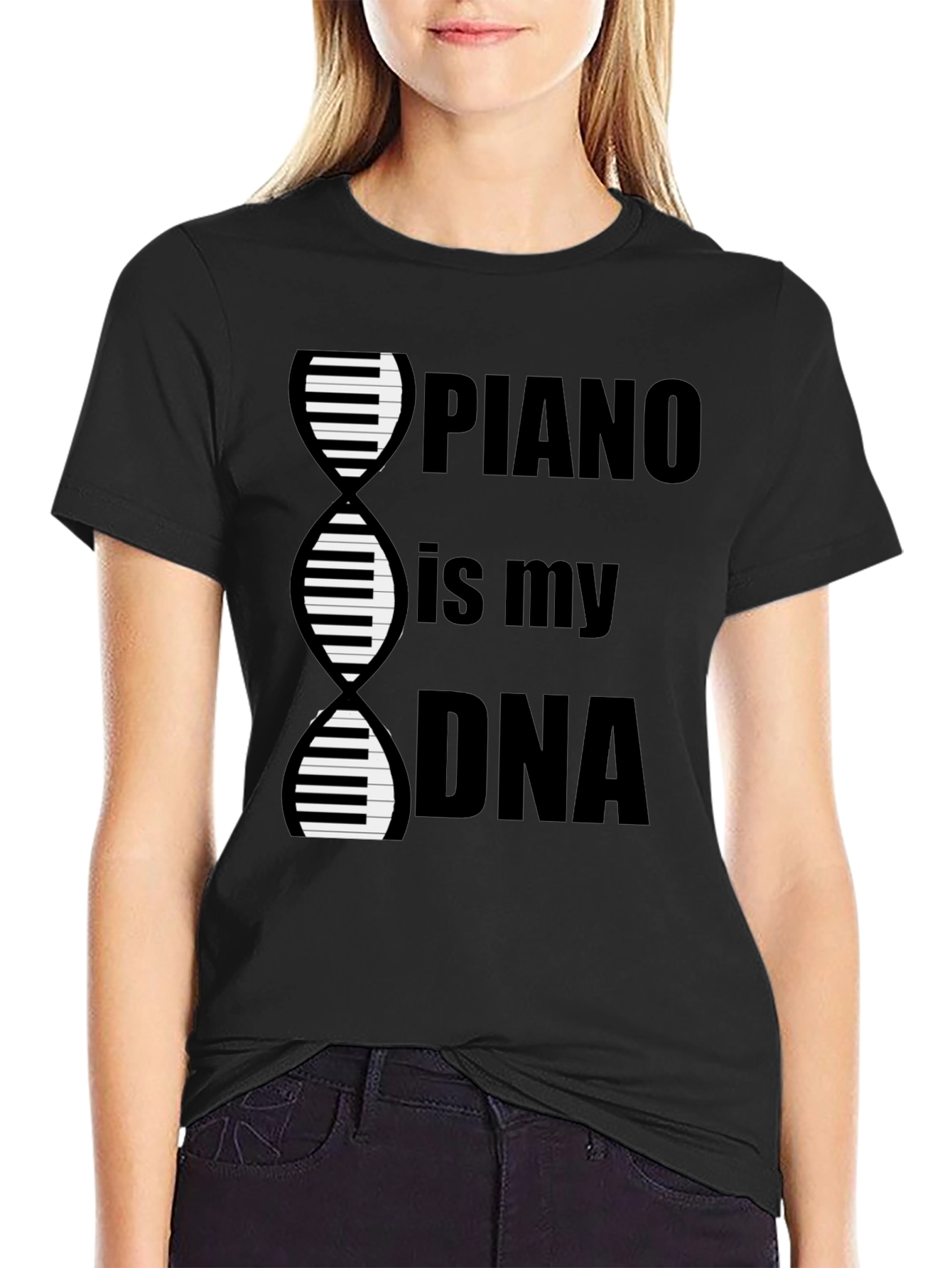 Black Piano is My DNA Graphic Tee - Musician T-Shirt view 2