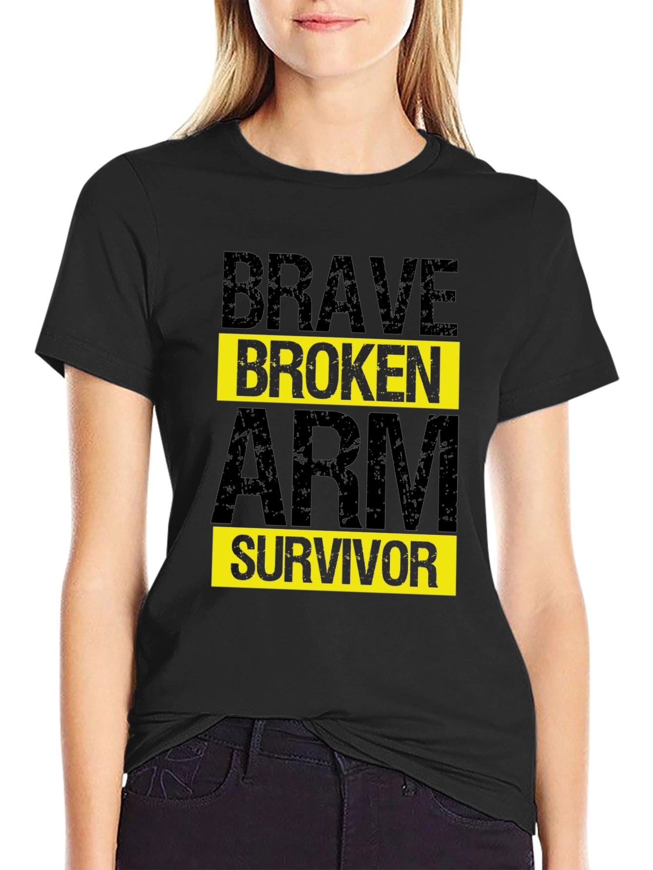 Black Brave Broken Arm Survivor T-Shirt - Black Graphic Tee view 2