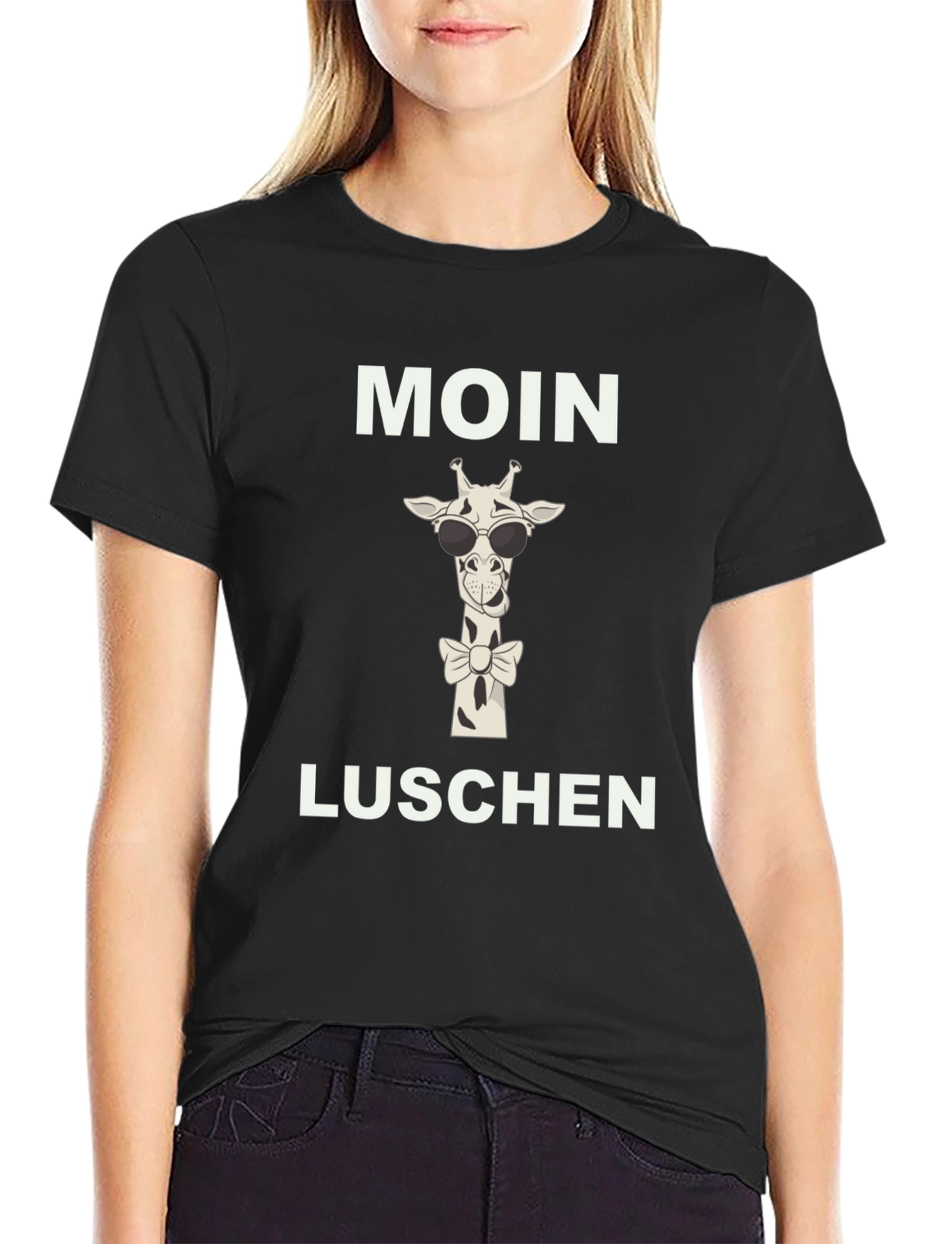 Black Moin Luschen Giraffe Graphic Tee view 2