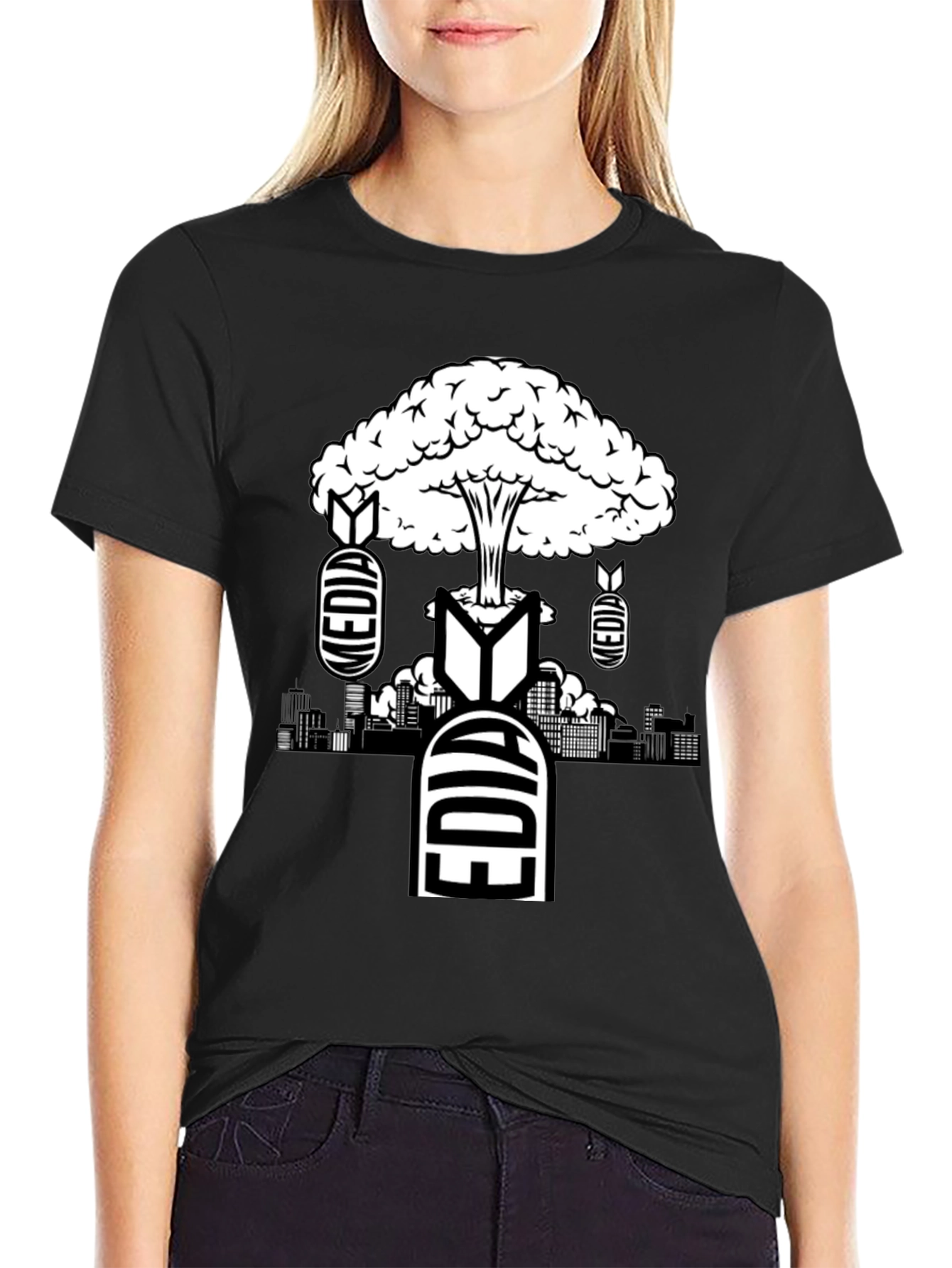 Black Media Explosion Graphic Tee - Black Cotton Blend view 2