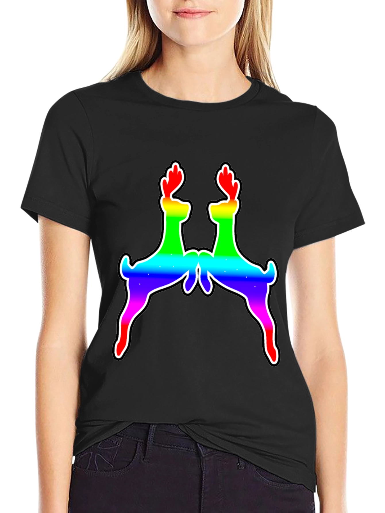 Black Rainbow Deer Graphic Tee - Pride Edition view 2