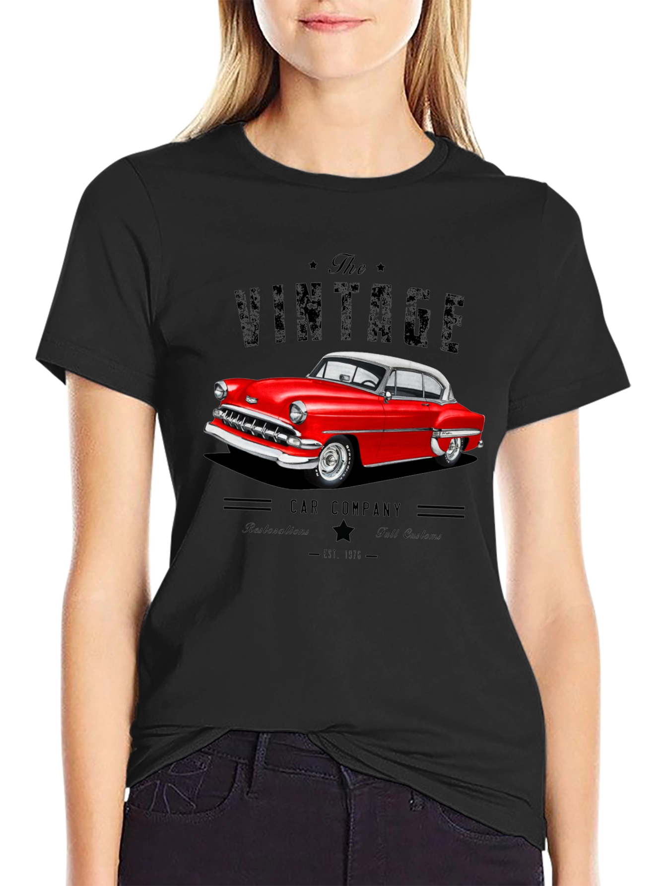 Black Vintage Car Company Black T-Shirt view 2
