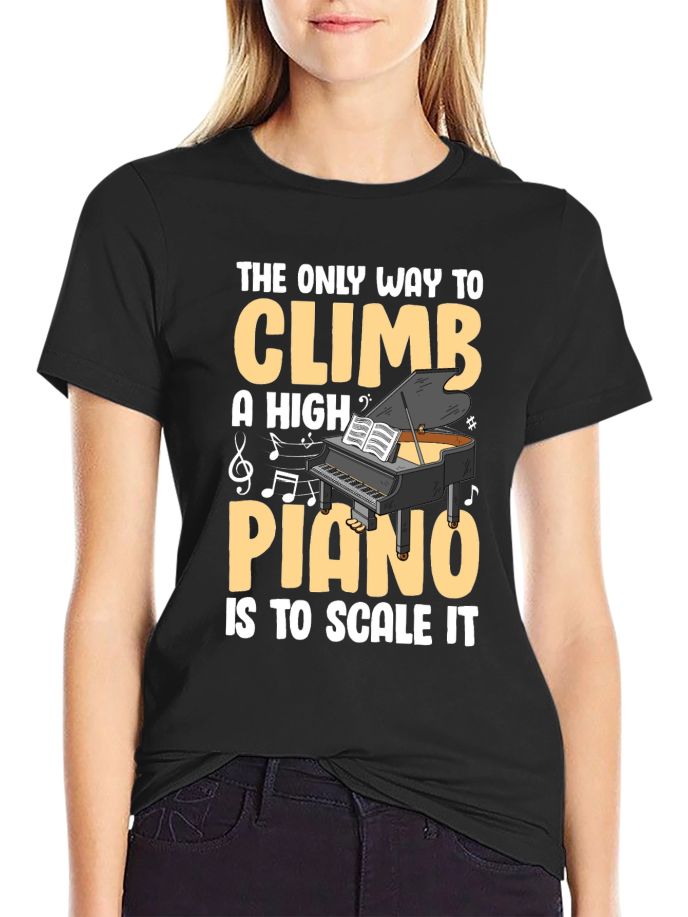 Black Piano Scale T-Shirt - Musical Pun Tee view 2