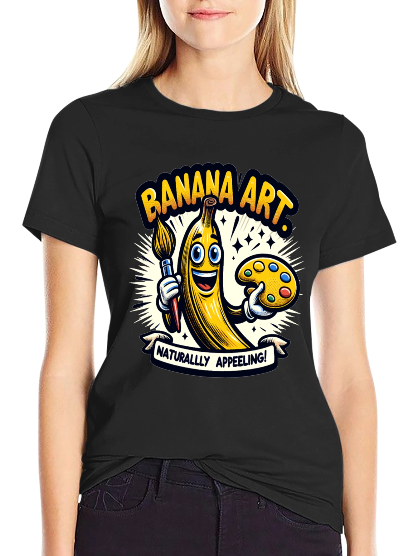 Black Banana Art T-Shirt - Naturally Appeeling Tee! view 2