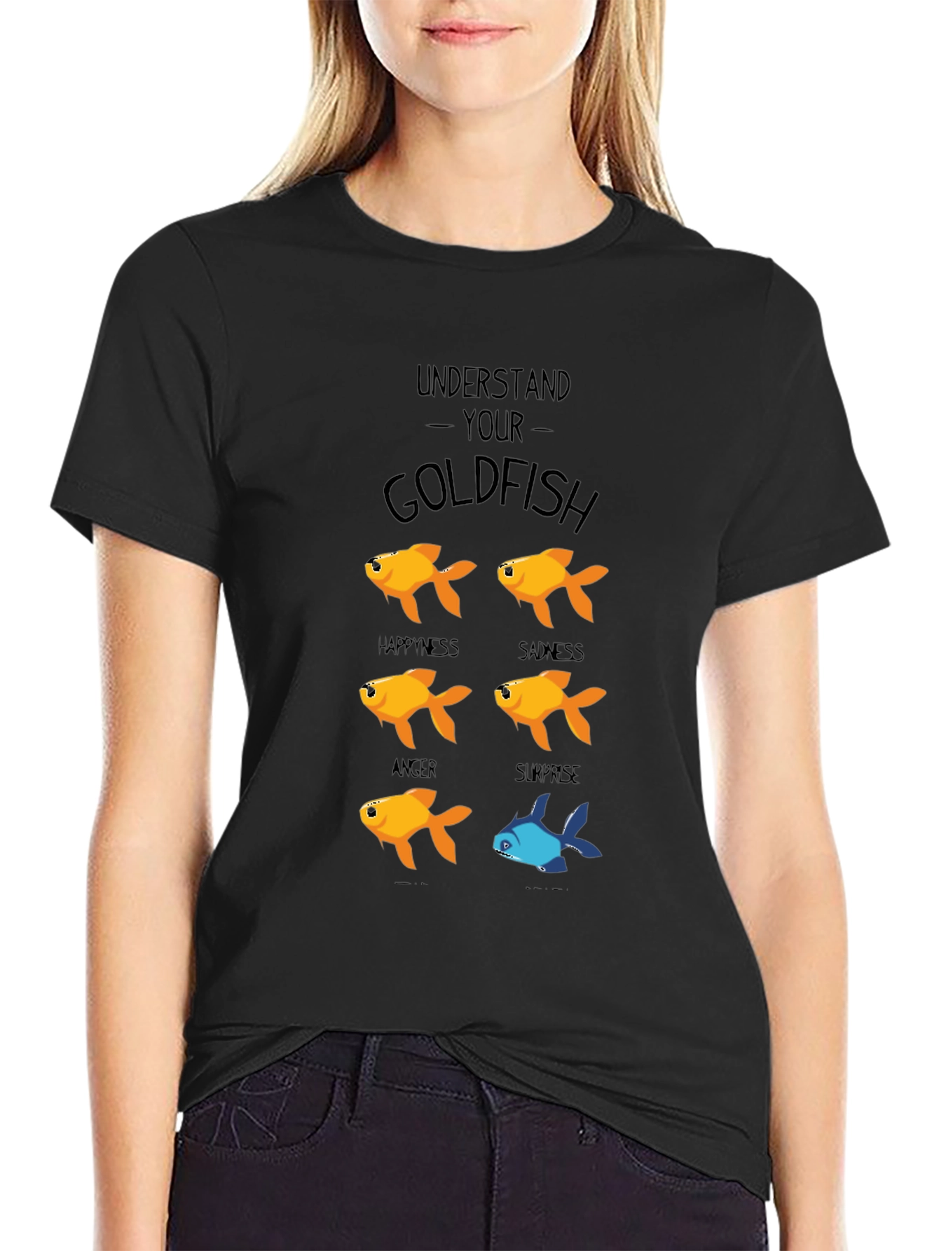 Black Funny Understand Your Goldfish Graphic T-Shirt view 2