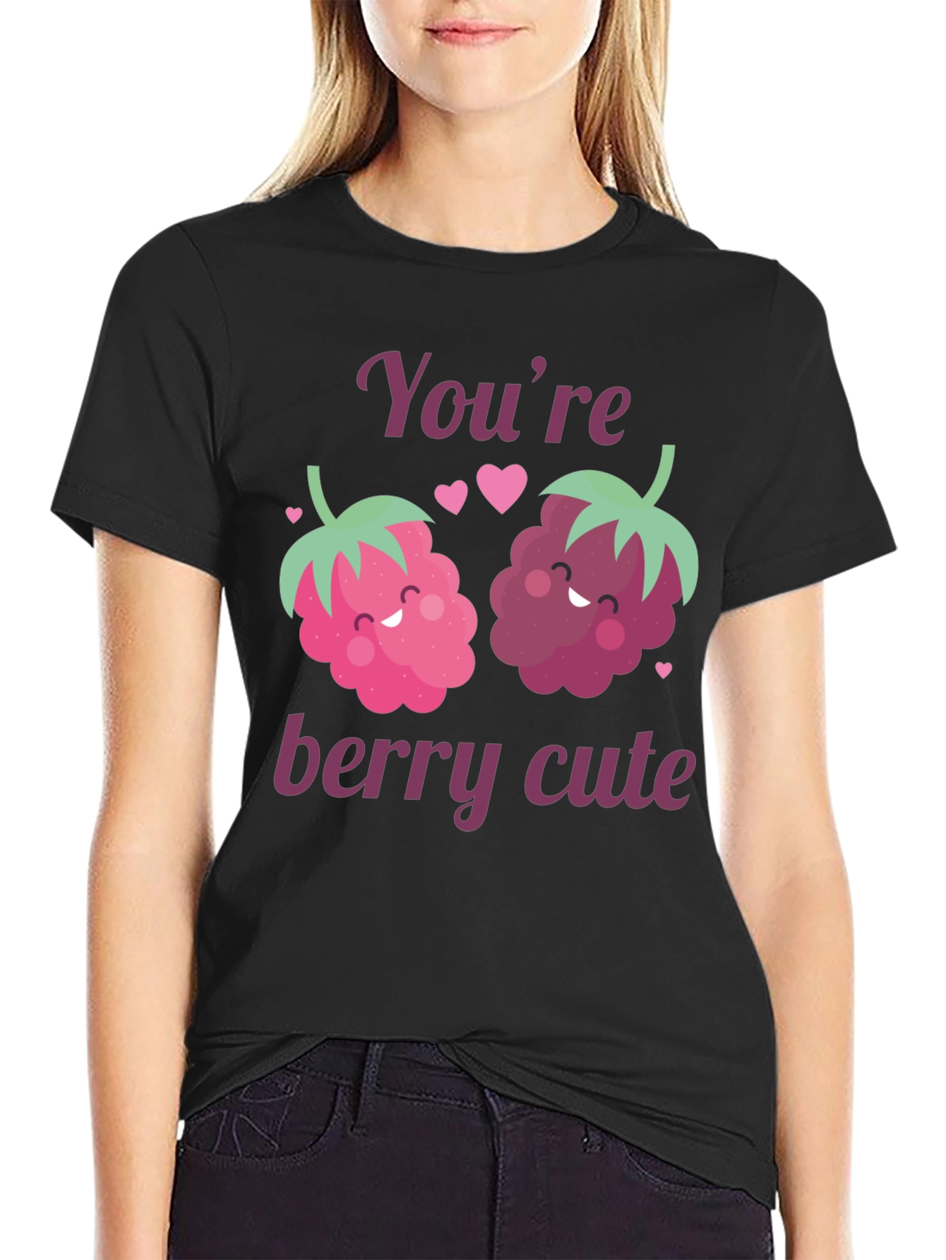 Black You're Berry Cute Graphic Tee view 2