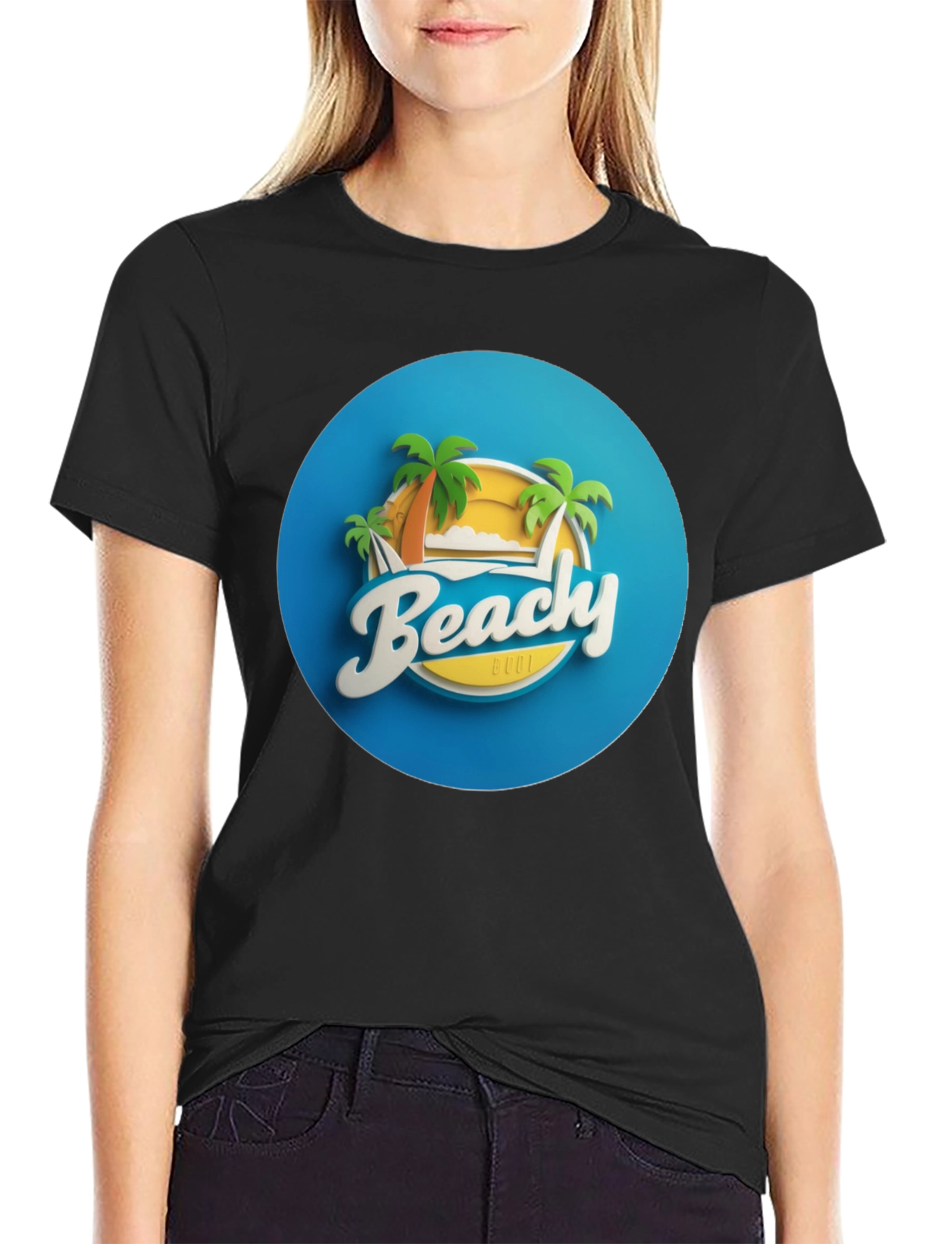 Black Beachy Cool Graphic T-Shirt view 2