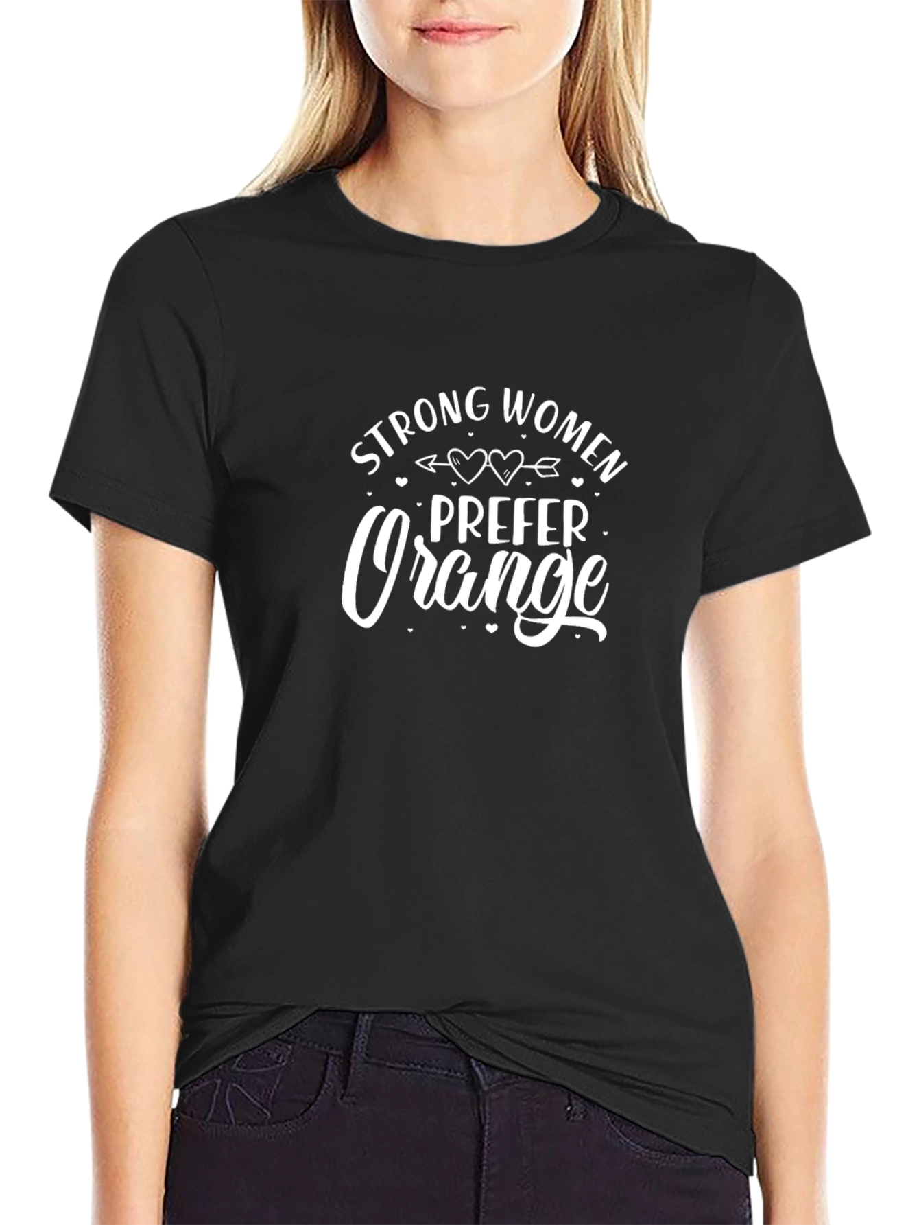 Black Strong Women Prefer Orange Graphic Tee view 2