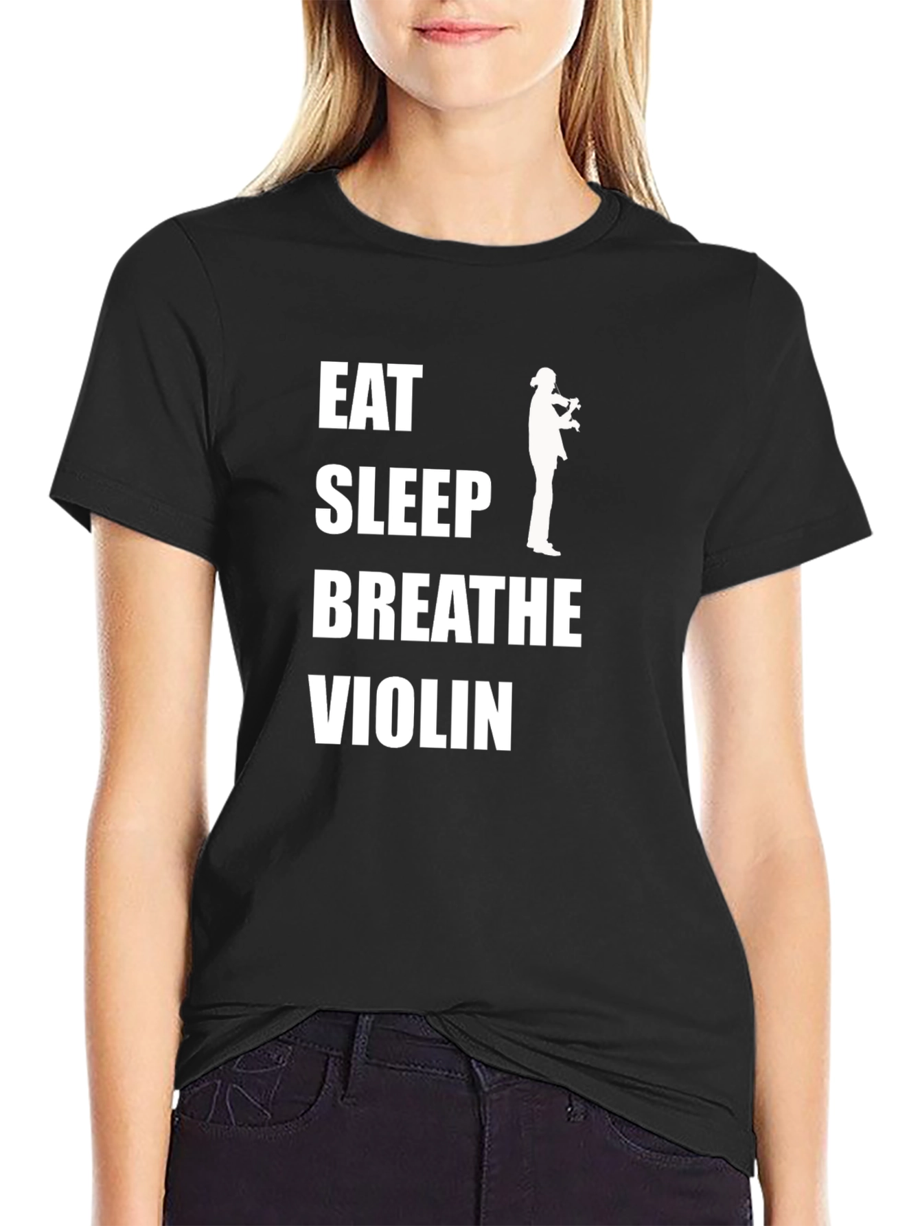 Black Eat Sleep Breathe Violin T-Shirt view 2