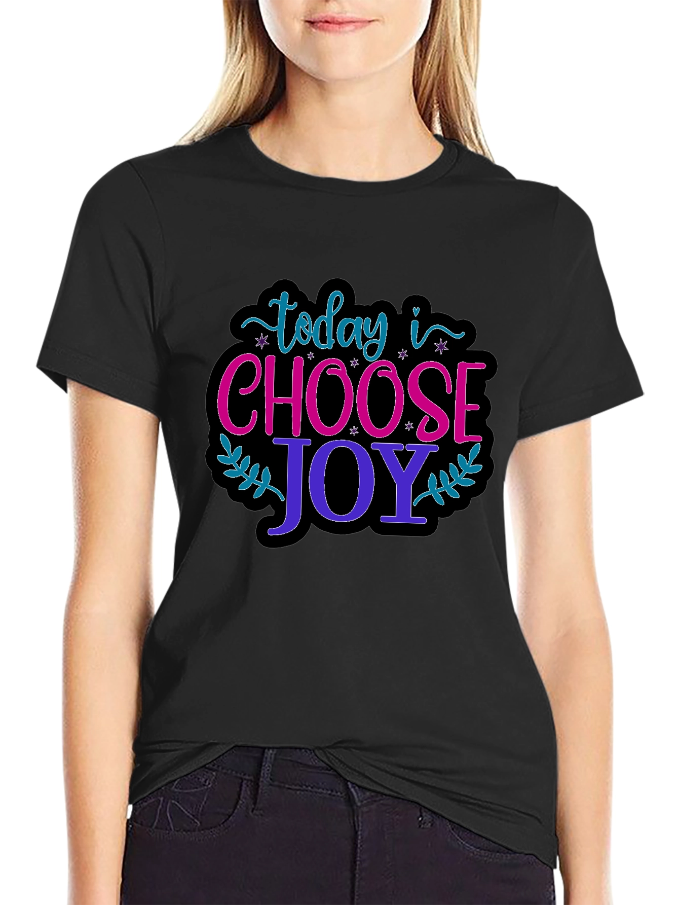 Black Choose Joy Graphic T-Shirt - Positive Vibes Only! view 2