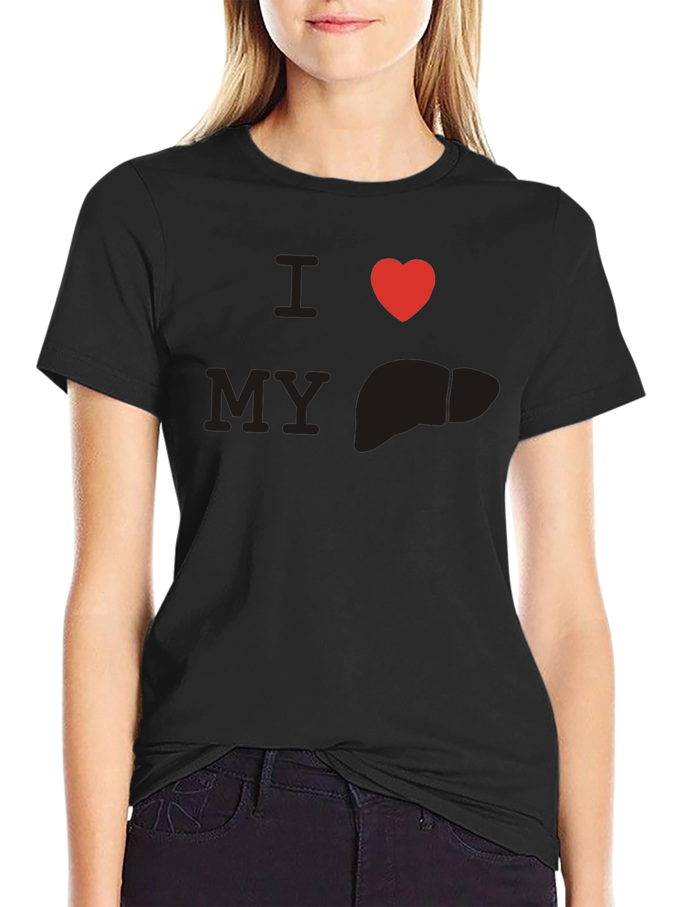 Black I Heart My Liver Tee - Black view 2