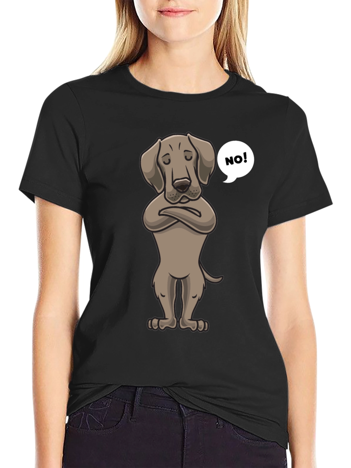Black Grumpy Dog T-Shirt - Funny Pet Lover Tee view 2