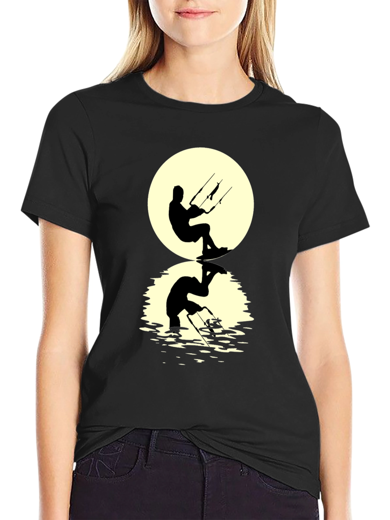 Black Kite Surfer Silhouette Graphic Tee view 2