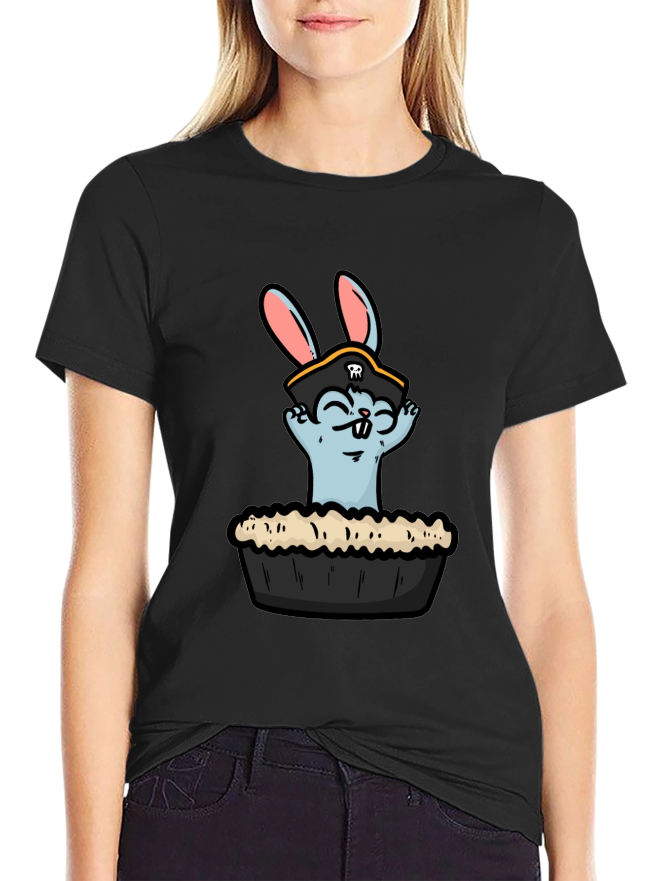 Black Pirate Pie Bunny T-Shirt view 2