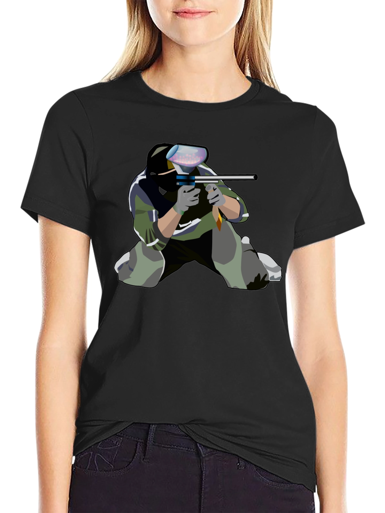 Black Paintball Player Graphic T-Shirt view 2
