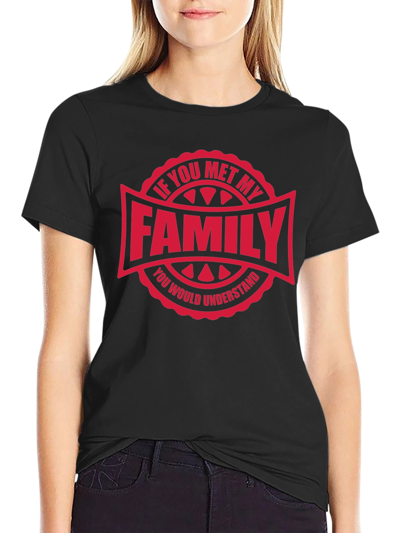 Black Funny Family T-Shirt - "If You Met My Family" view 2