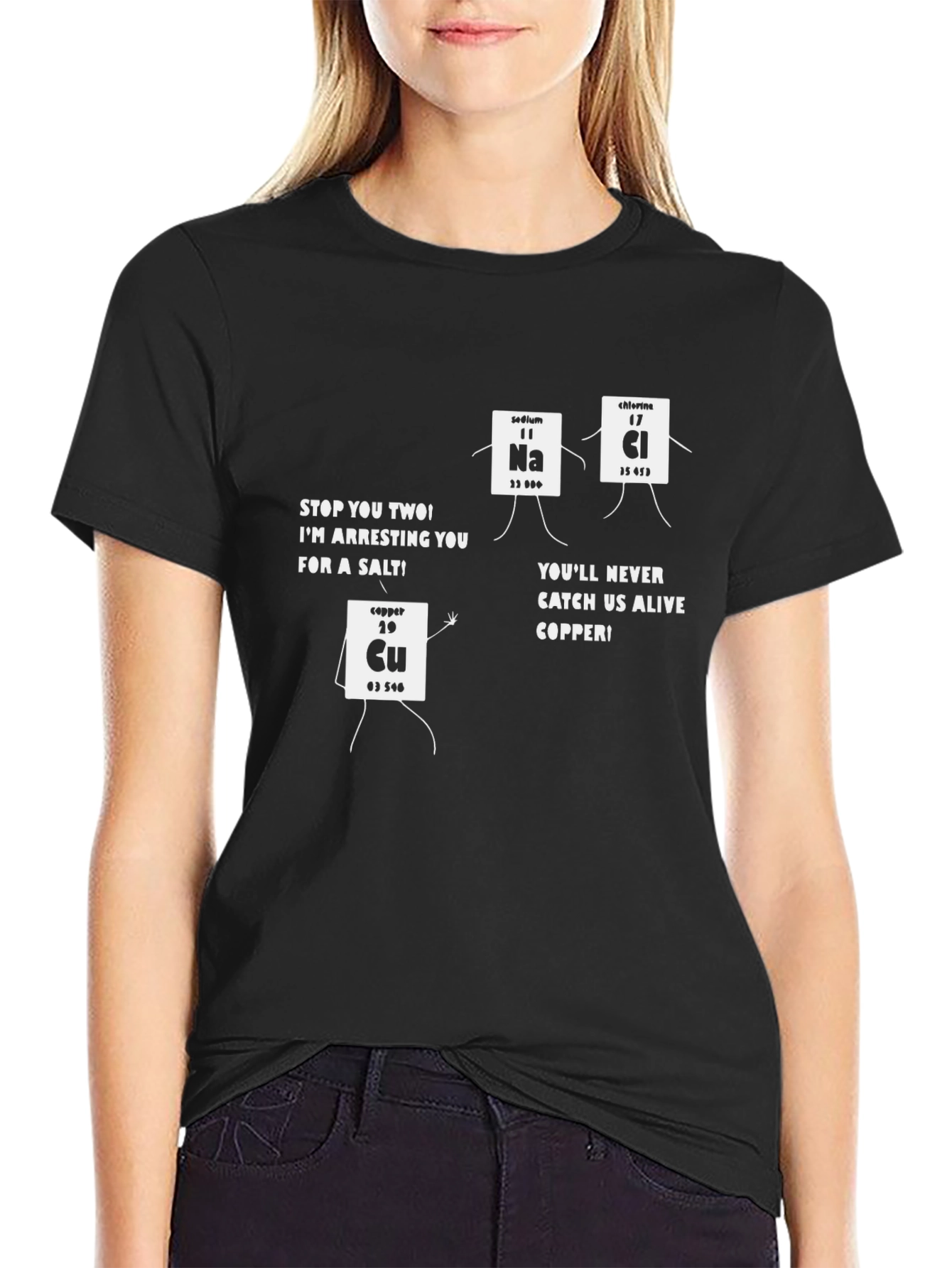 Black Funny Chemistry T-Shirt - Arresting Salt Design view 2