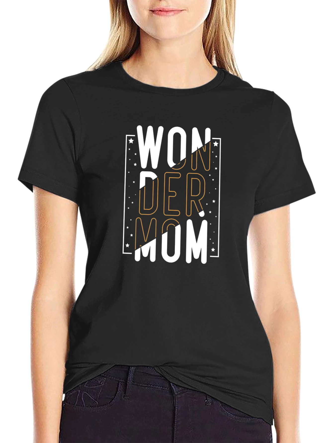 Black Wonder Mom Black Graphic T-Shirt view 2