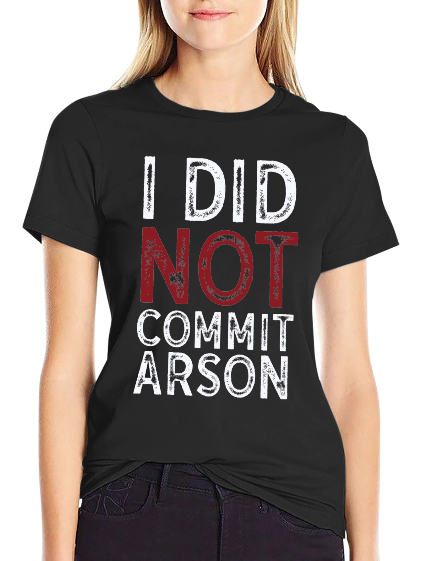 Black I Did Not Commit Arson T-Shirt - Funny Graphic Tee view 2