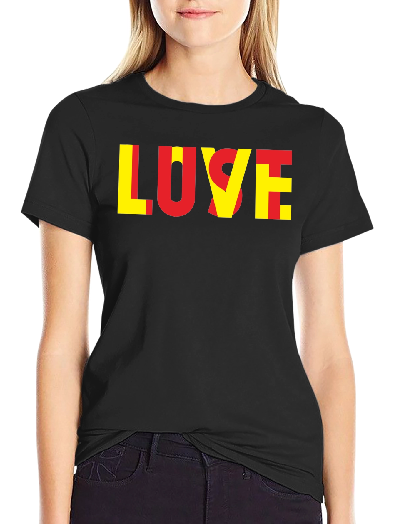 Black LOVE Graphic Tee - Black Casual T-Shirt view 2