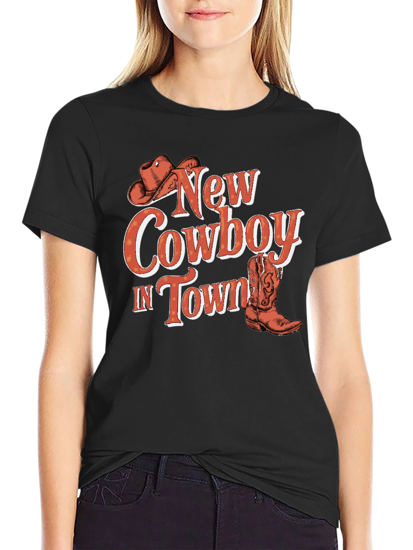 Black New Cowboy in Town Graphic T-Shirt view 2
