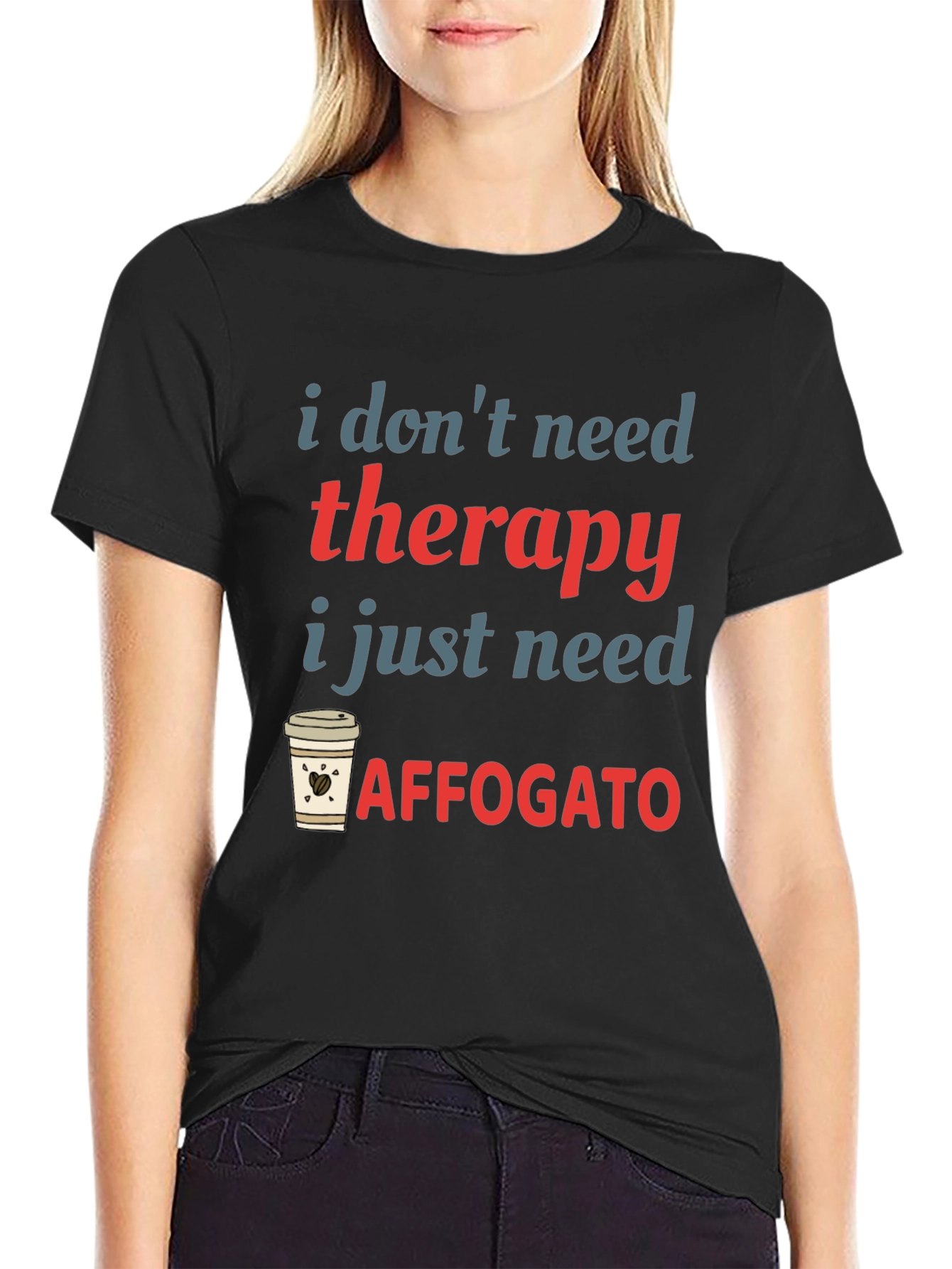 Black Therapy Affogato Graphic Tee - Coffee Lover T-Shirt view 2