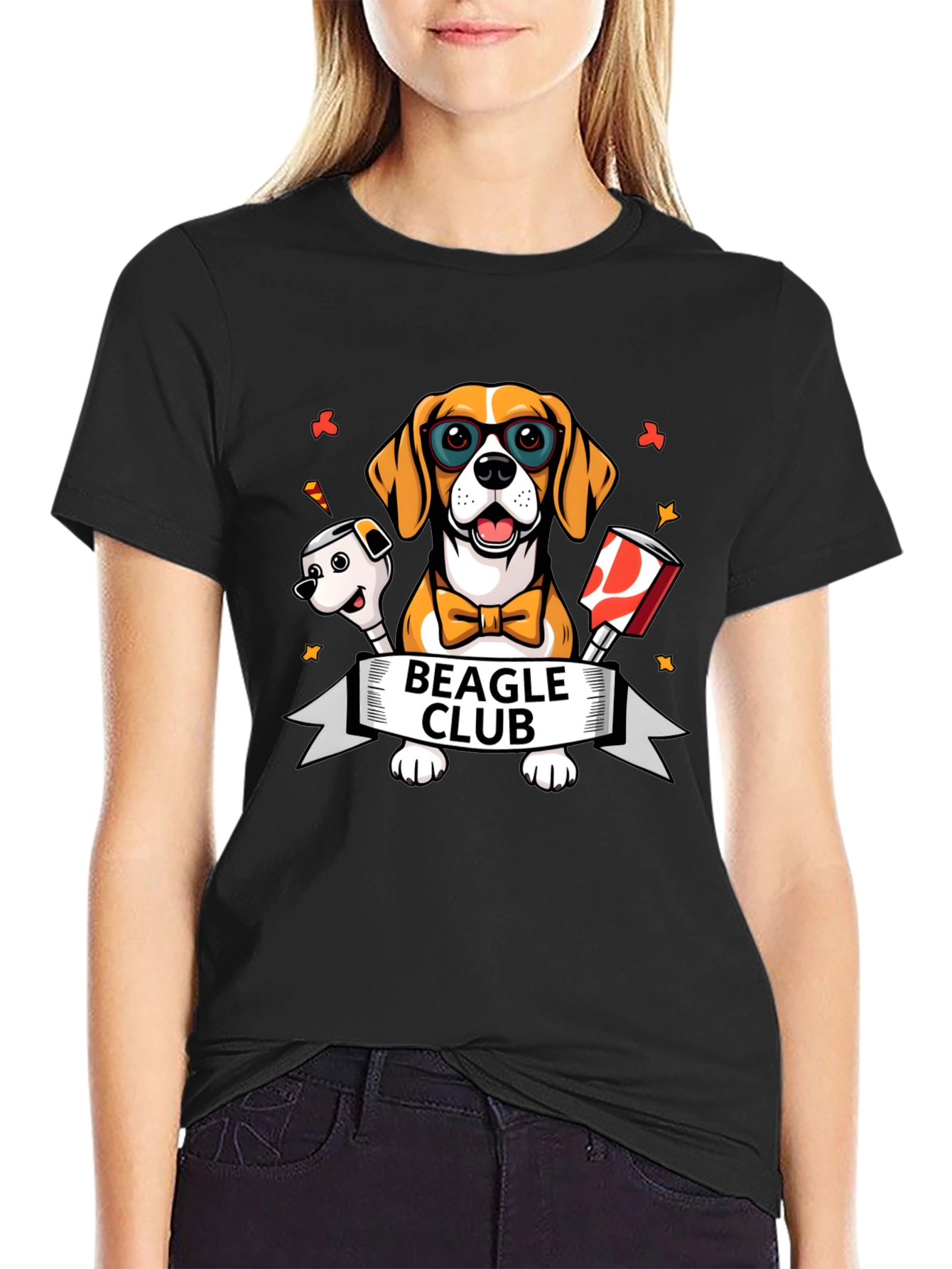 Black Beagle Club T-Shirt - Cute Dog Graphic Tee view 2