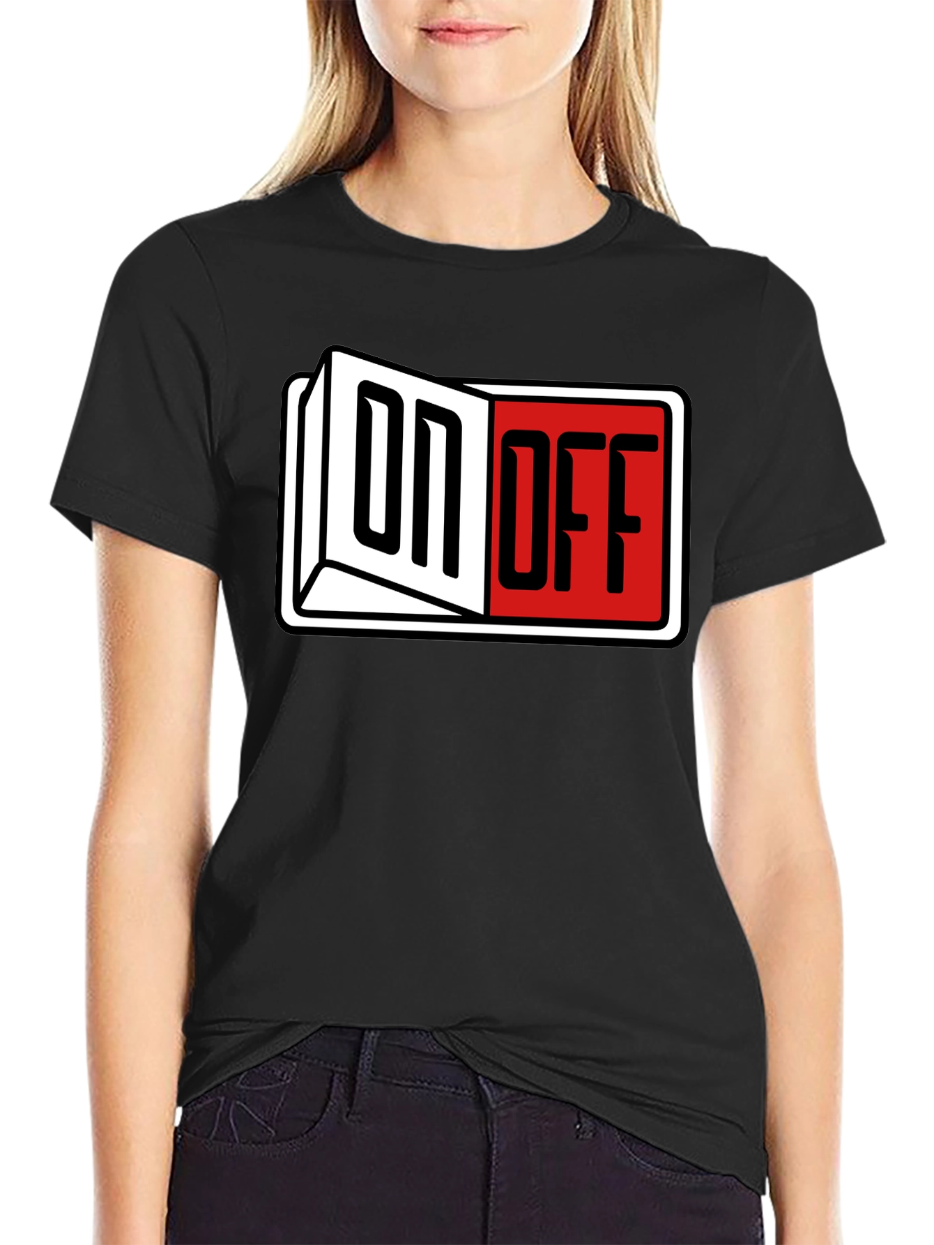 Black On Off Graphic T-Shirt view 2