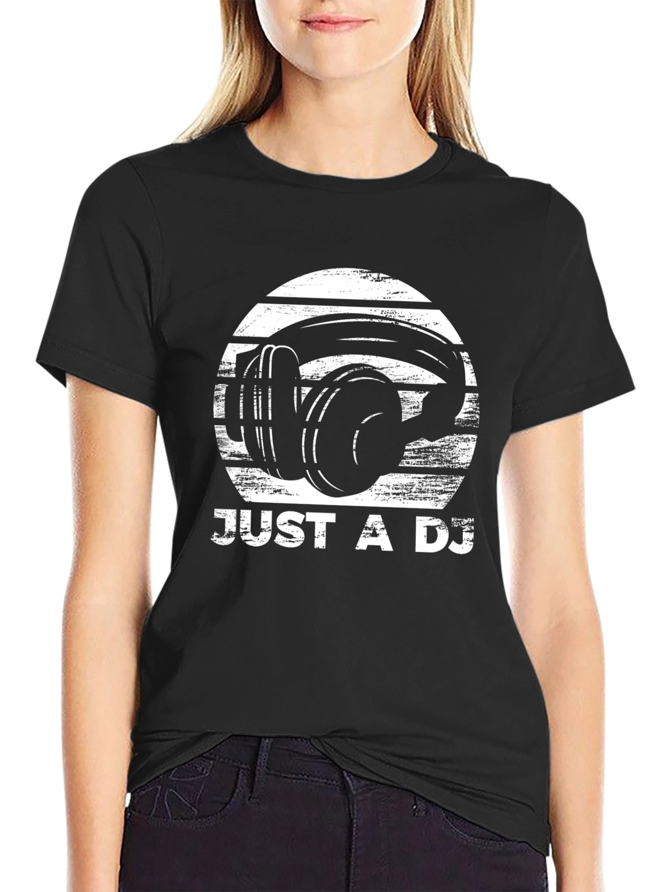 Black Just A DJ T-Shirt - Black Graphic Tee view 2