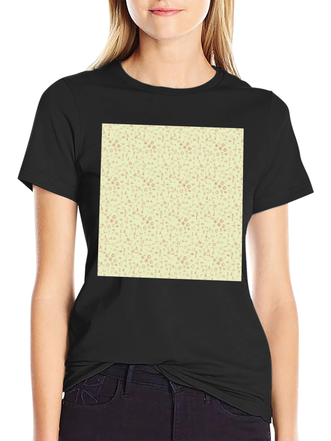 Black Patterned T-Shirt view 2