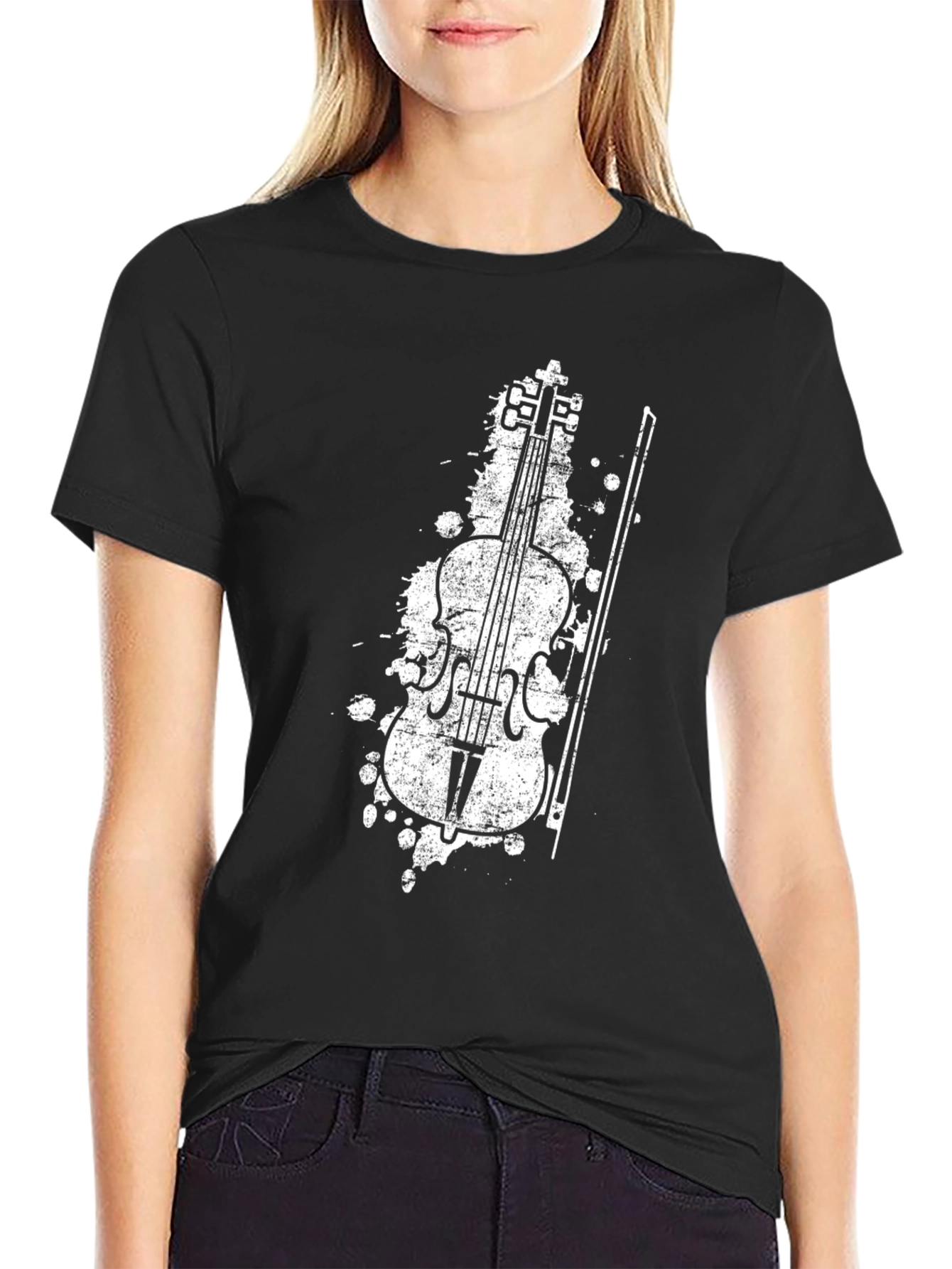 Black Violin Grunge Graphic Tee - Black view 2
