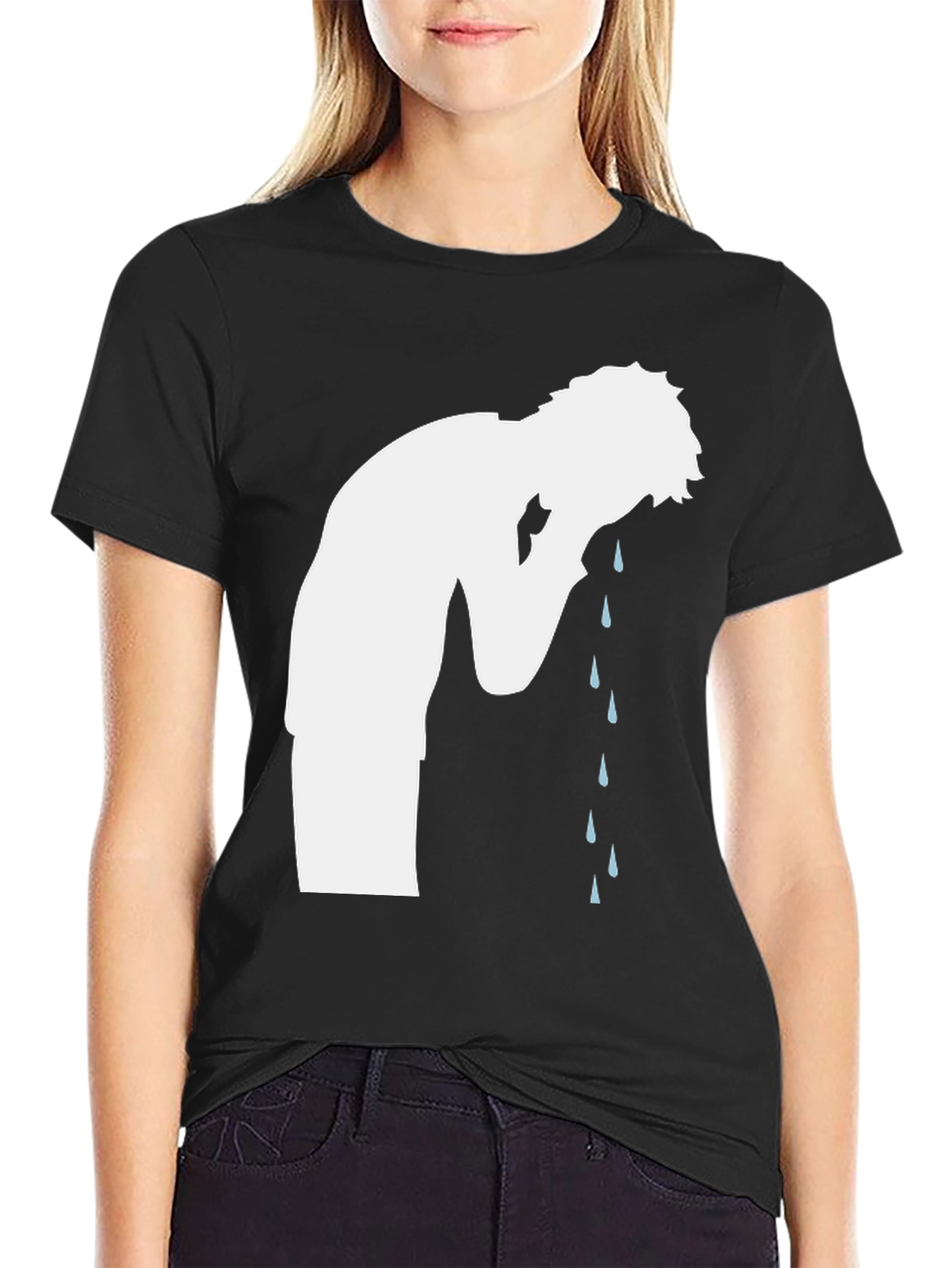 Black Emotional Graphic T-Shirt - Black, Casual Wear view 2