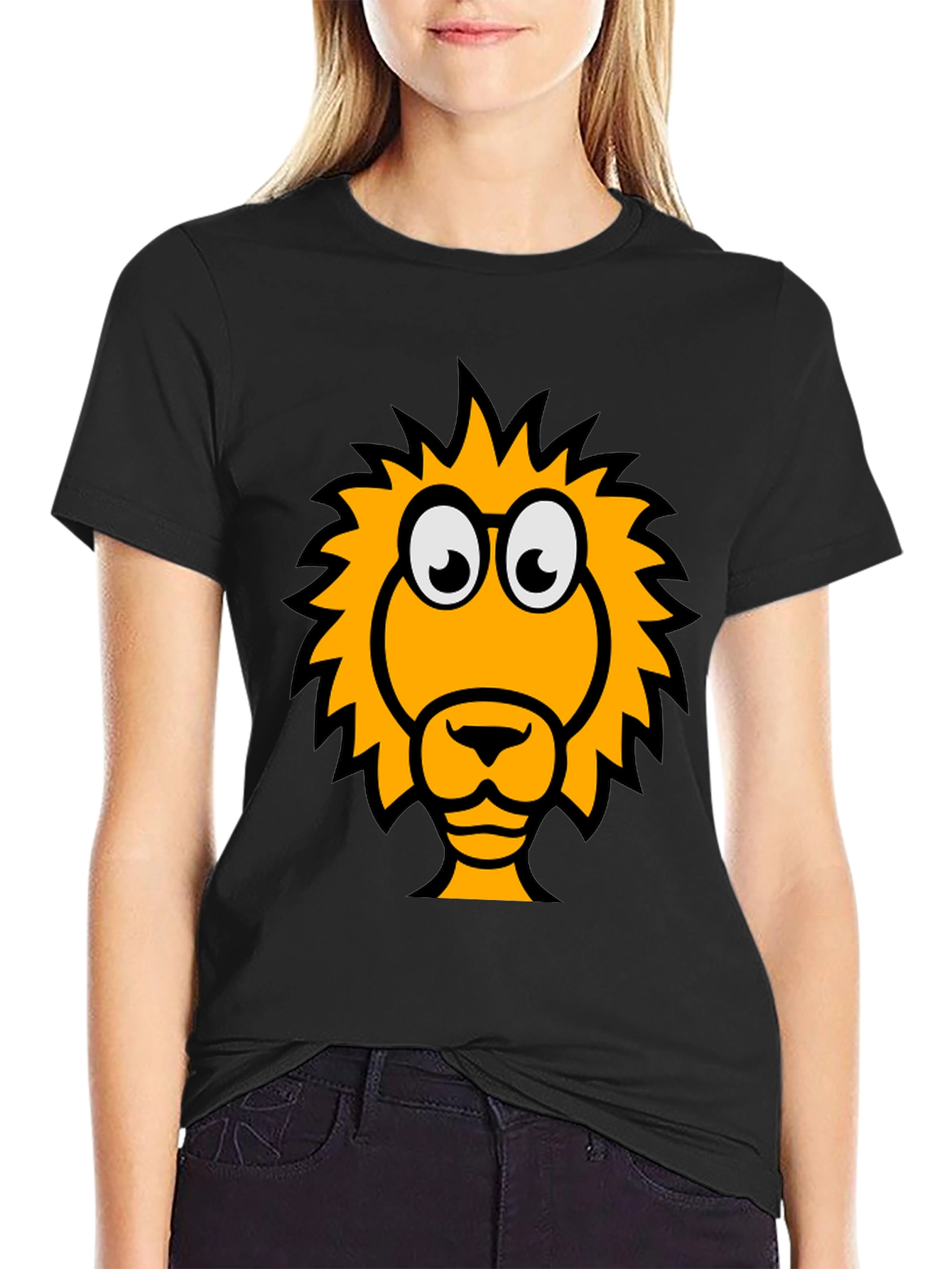 Black Lion Graphic Tee - Black Crew Neck T-Shirt view 2