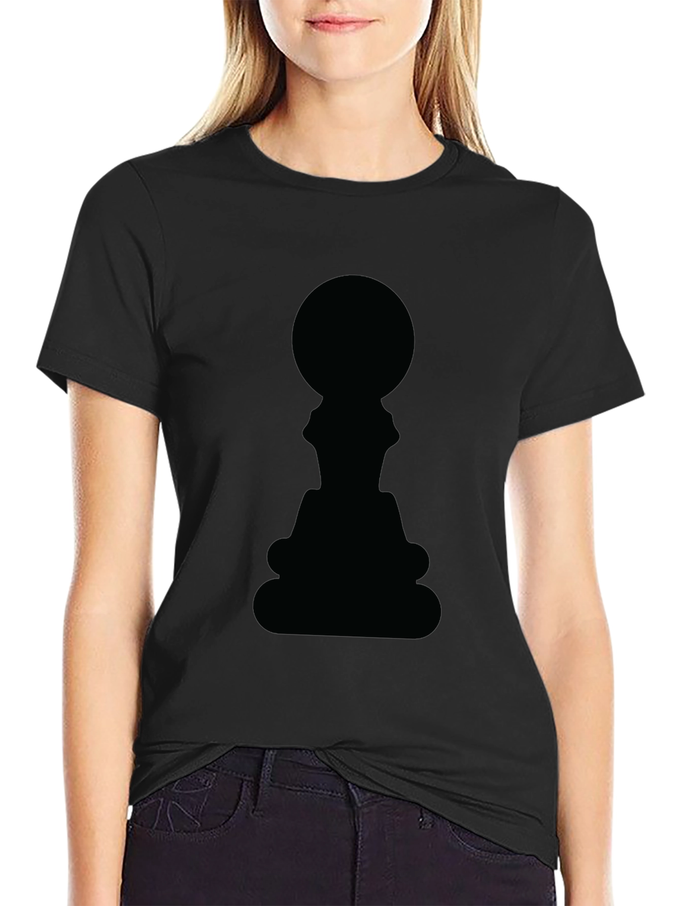 Black Chess Piece Graphic T-Shirt - Black Cotton Tee view 2