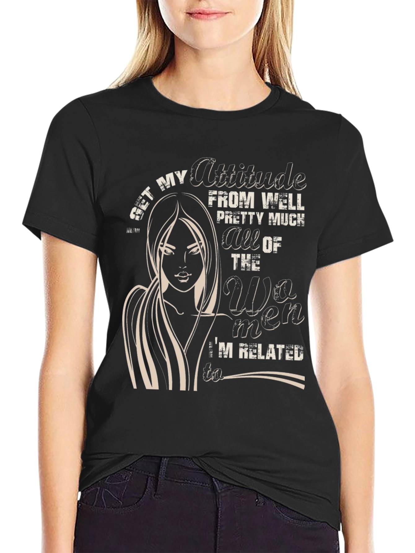Black Attitude Women's Graphic Tee - Black view 2