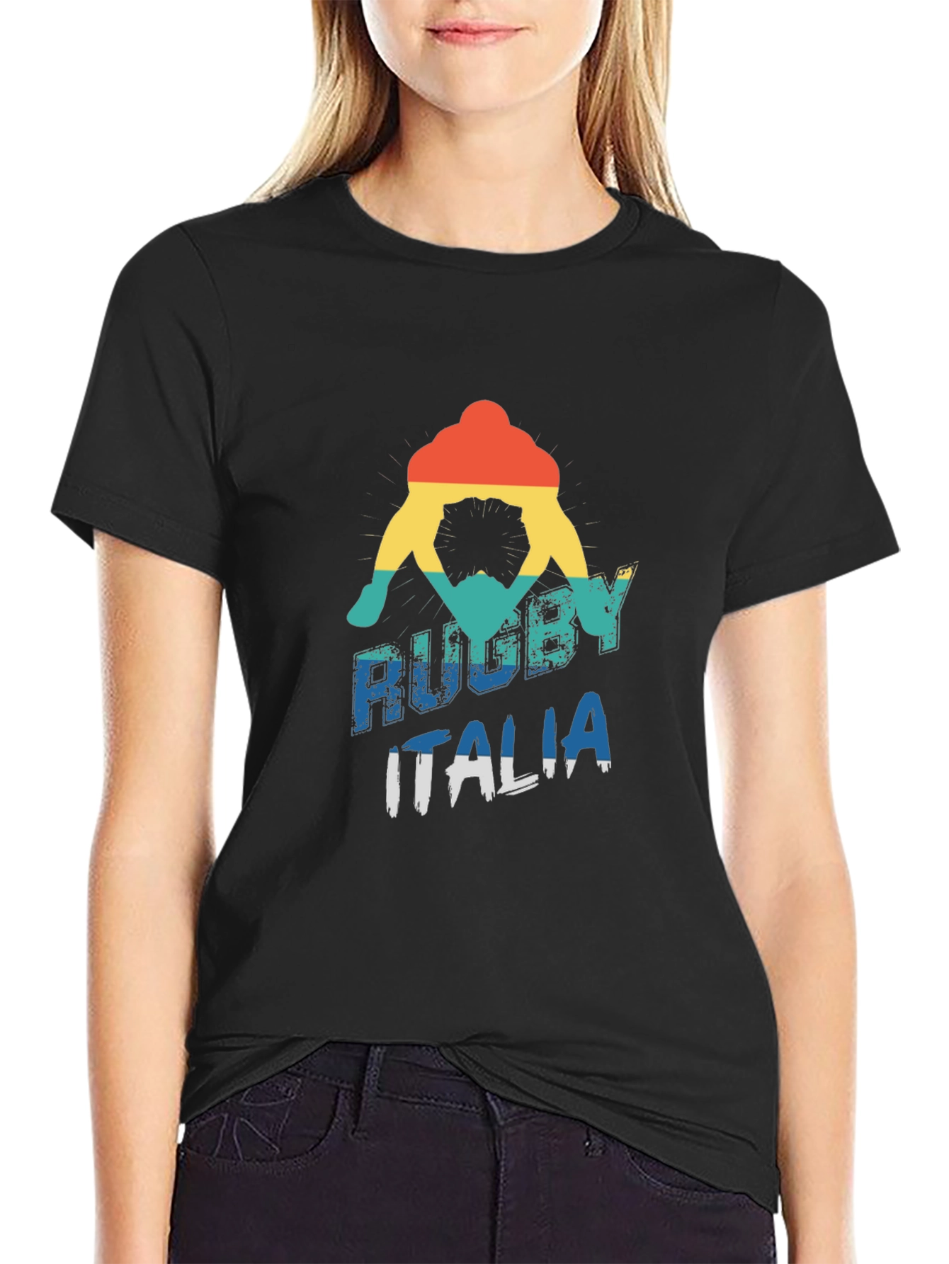 Black Rugby Italia Graphic Tee - Retro Style view 2