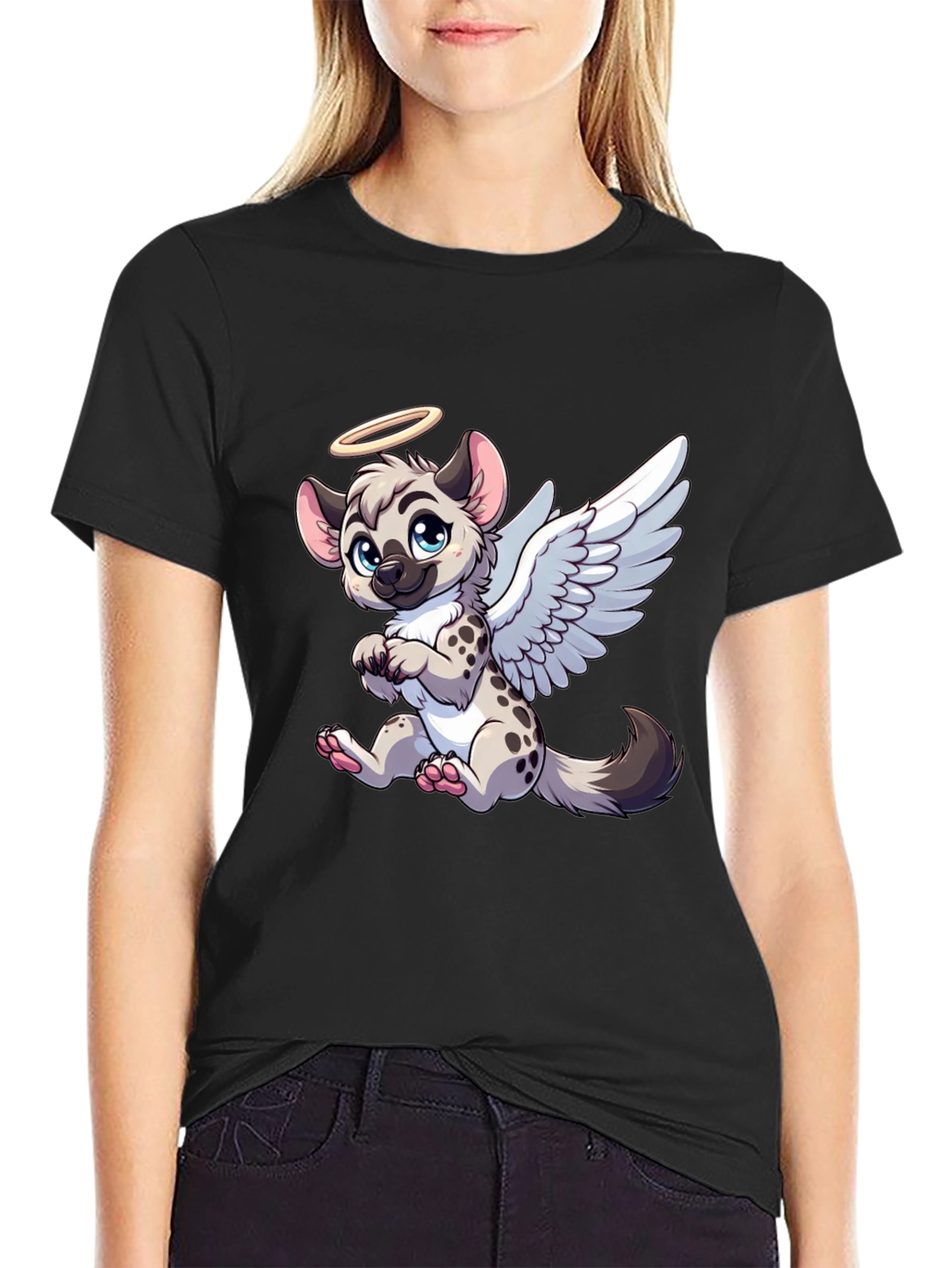 Black Angel Hyena Graphic Tee - Black Comfort Fit Shirt view 2