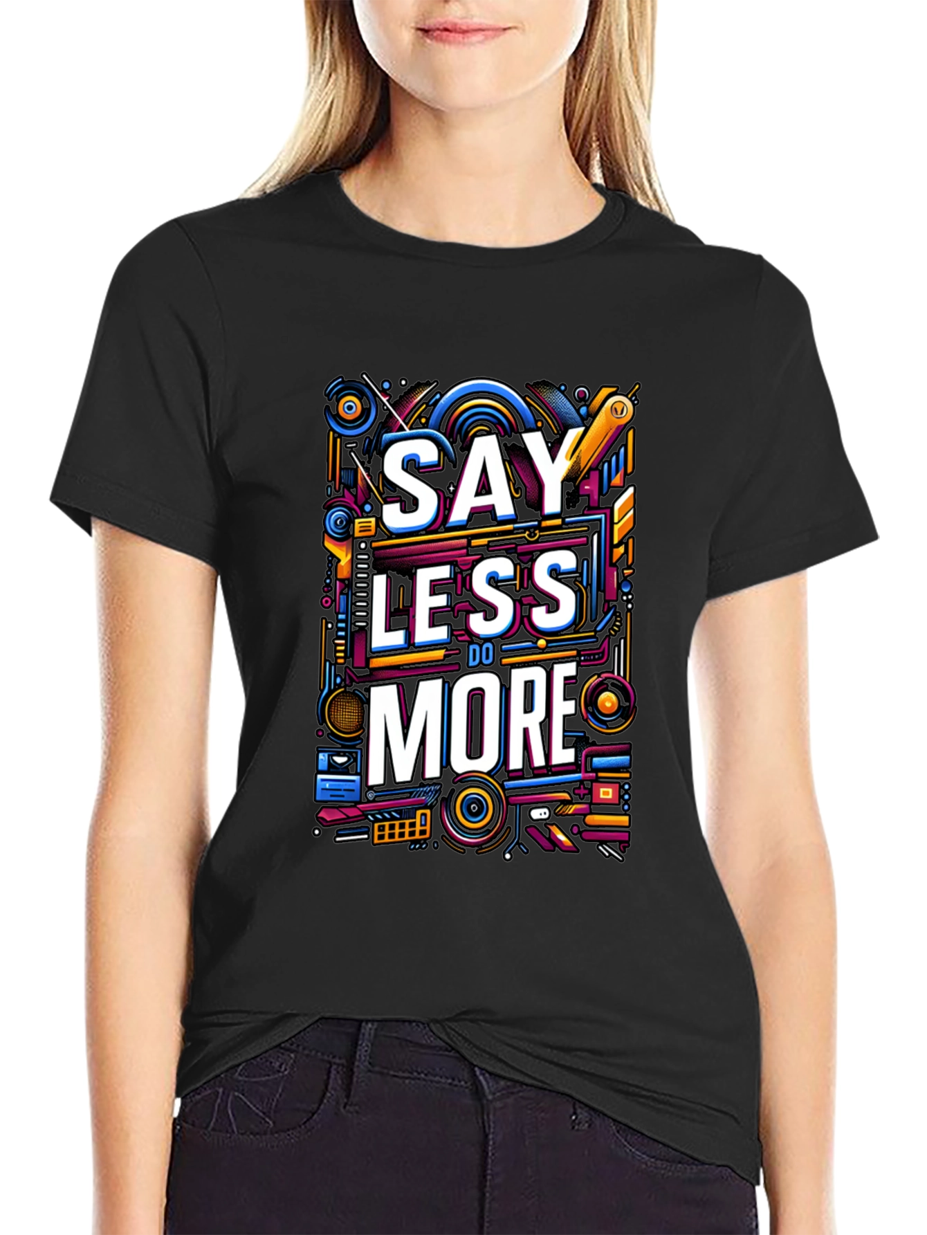 Black Say Less Do More Graphic Tee - Black view 2