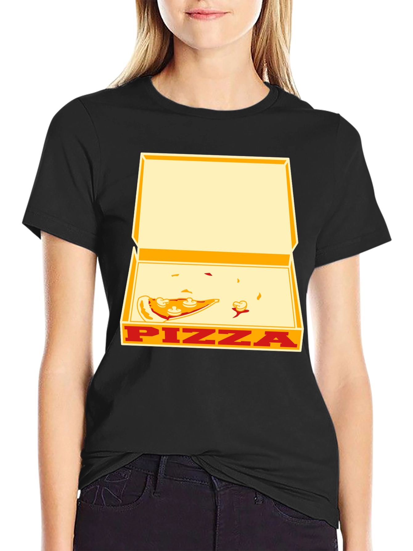 Black Pizza Box Graphic Tee - Unisex Casual T-Shirt view 2