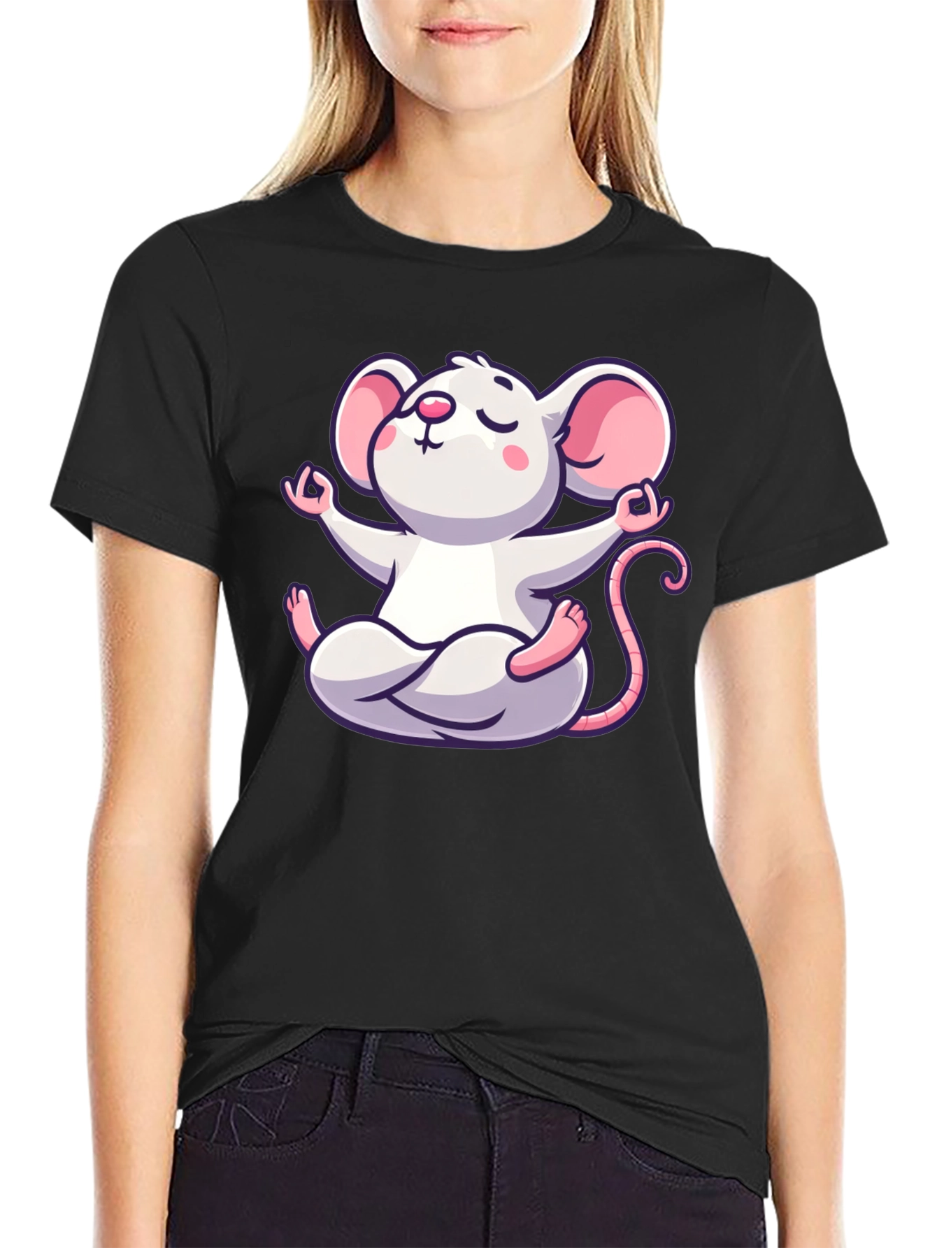 Black Zen Mouse Graphic T-Shirt view 2