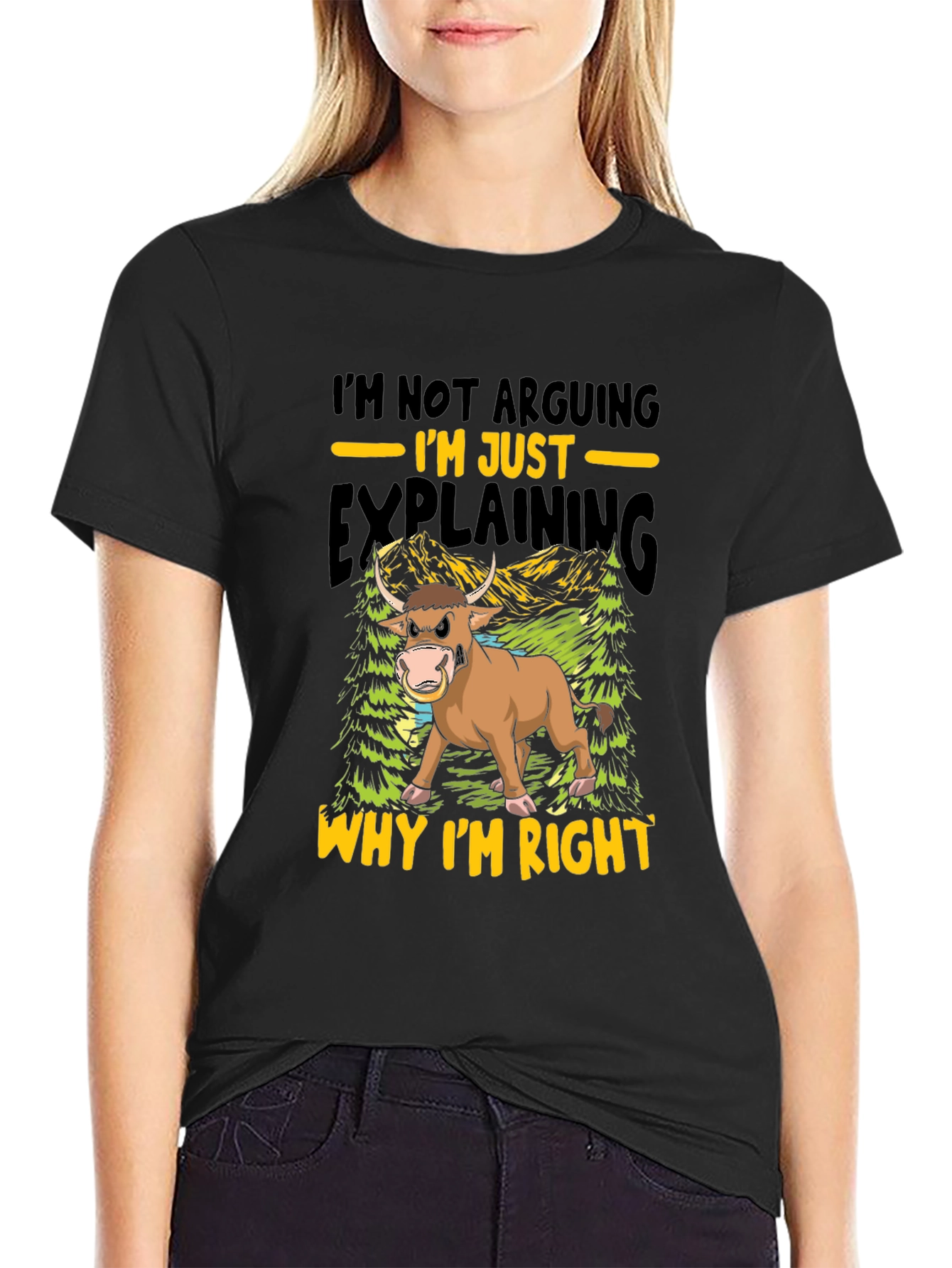Black Funny Bull T-Shirt - I'm Not Arguing, I'm Just Explaining! view 2