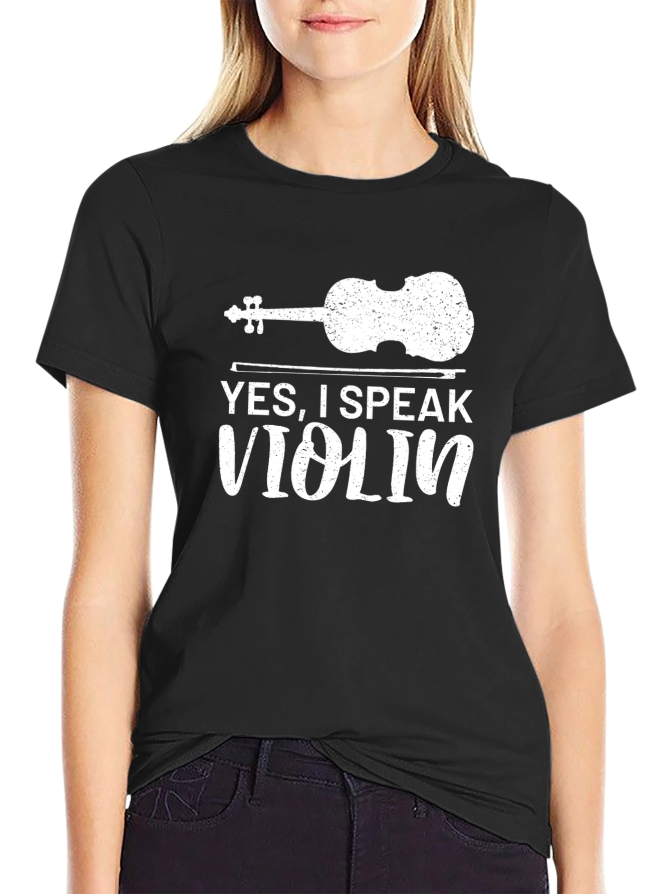 Black Yes, I Speak Violin Graphic Tee view 2