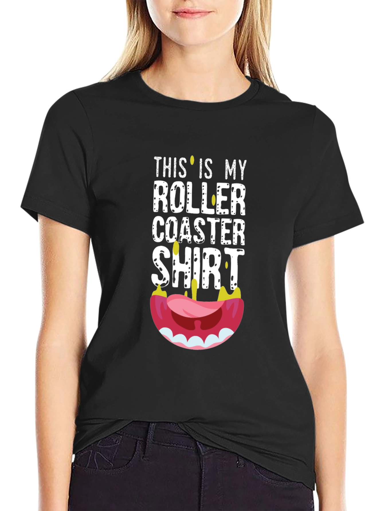 Black Roller Coaster Shirt Funny Theme Park Tee view 2