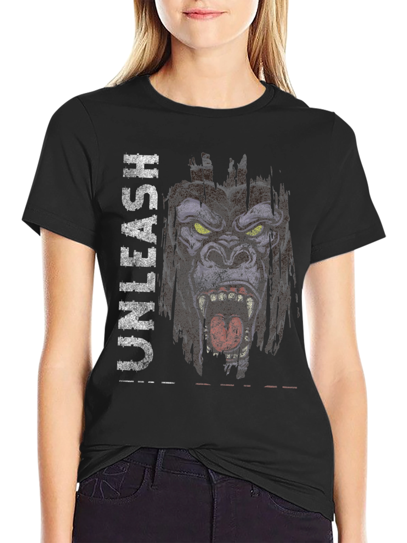 Black Unleash Gorilla Graphic T-Shirt - Bold Statement Tee view 2