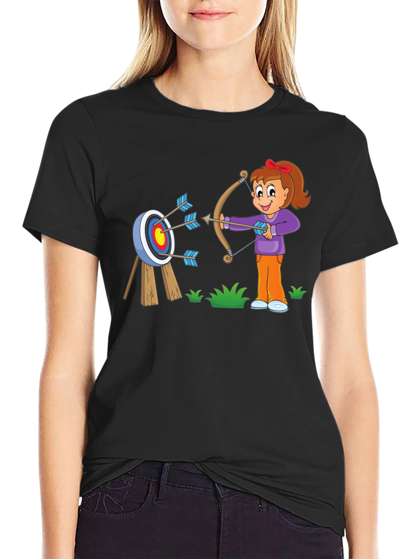 Black Archery Cartoon T-Shirt view 2