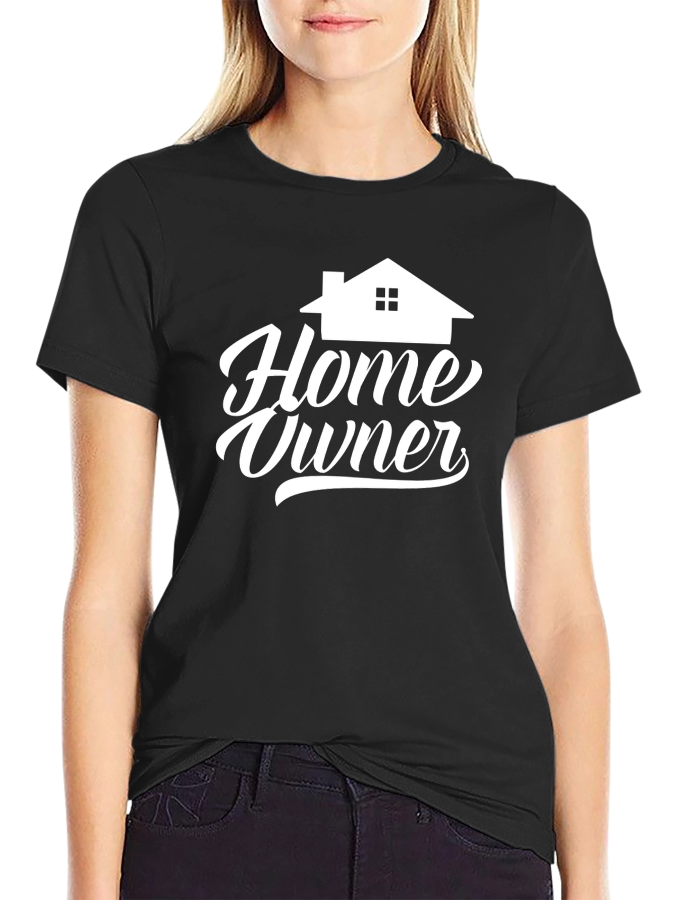 Black Home Owner Graphic Tee - Black Cotton T-Shirt view 2