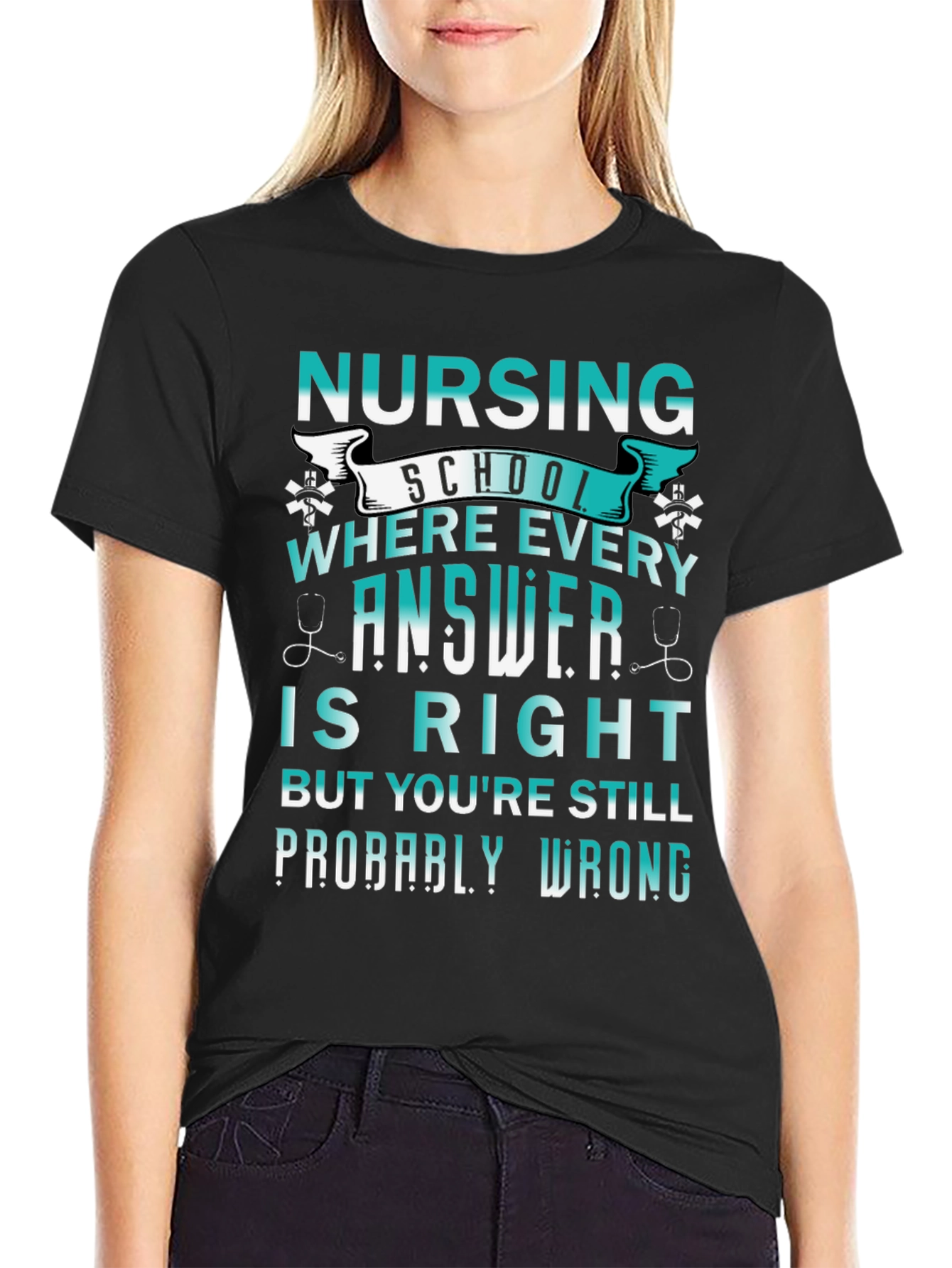 Black Nursing School: Every Answer Is Right Tee view 2