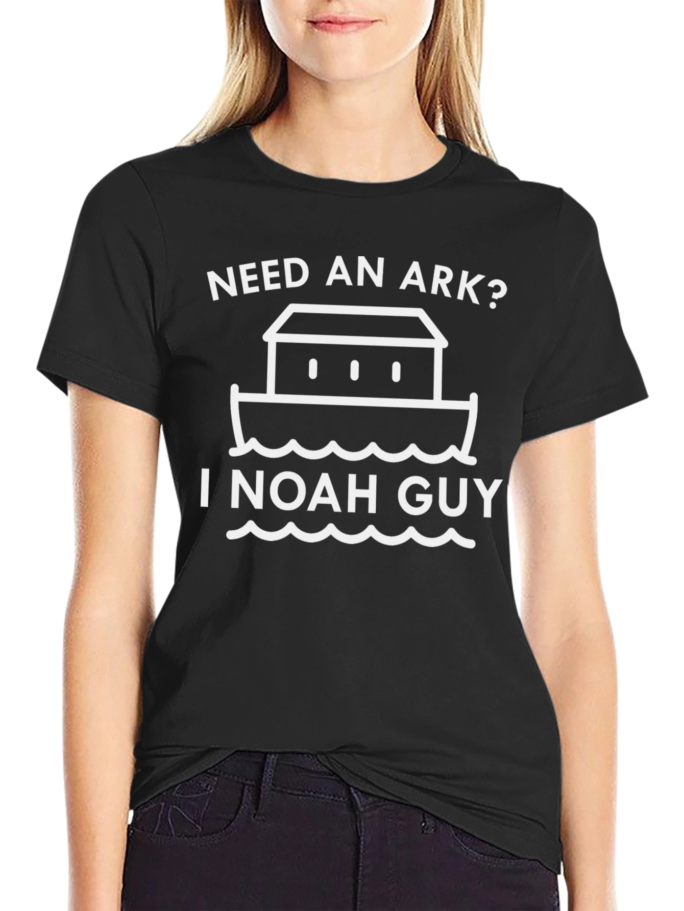 Black Need An Ark? I Noah Guy T-Shirt - Funny Graphic Tee view 2