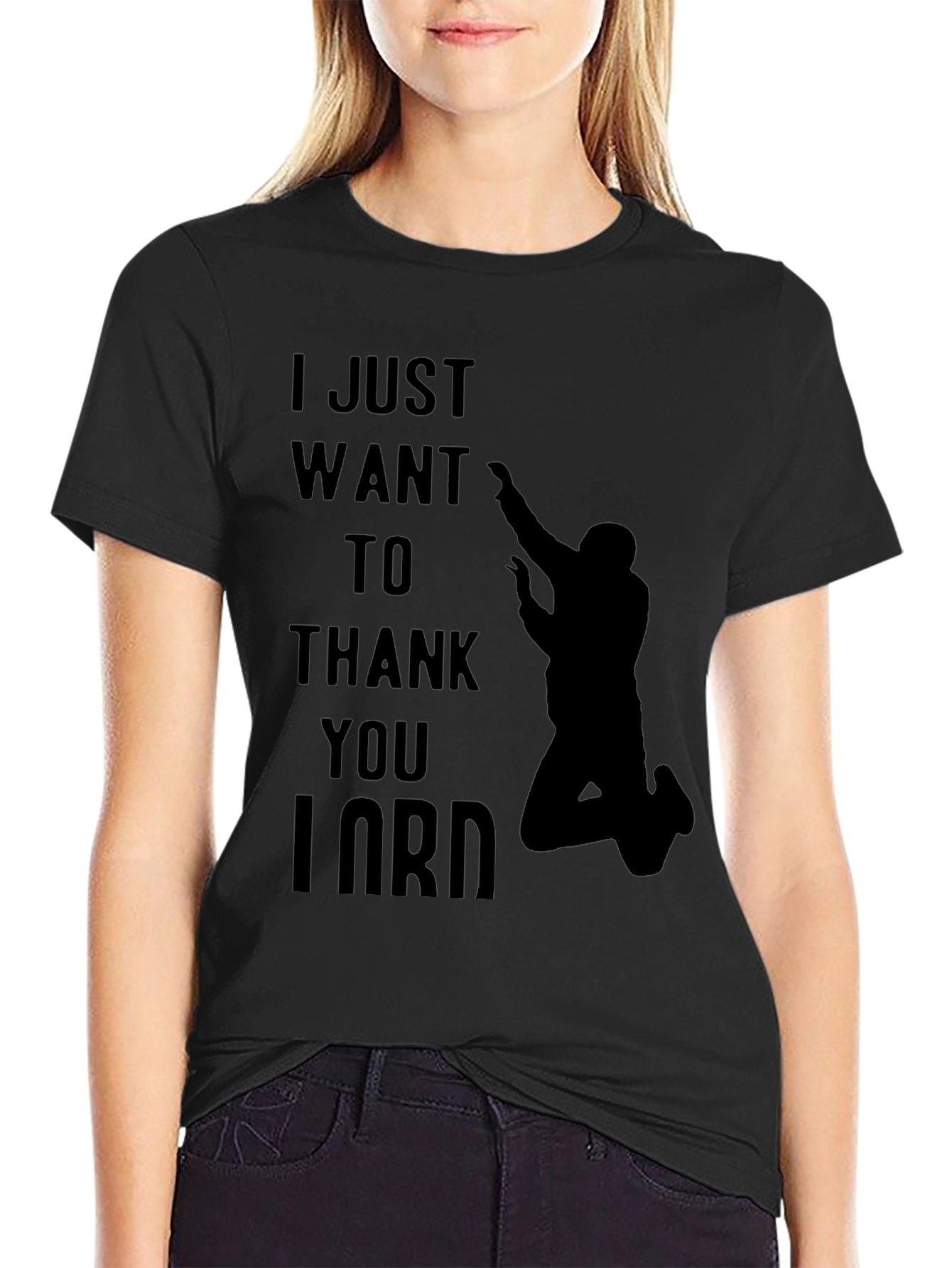 Black Thank You Lord Black Graphic T-Shirt view 2