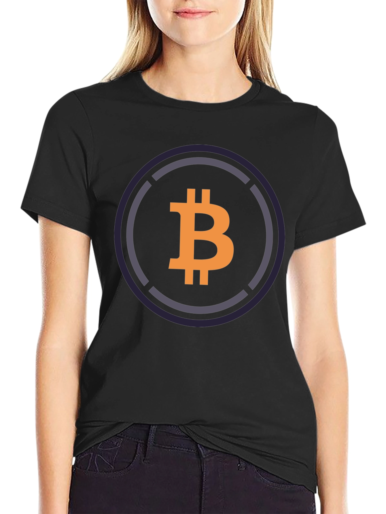 Black Bitcoin Logo Black T-Shirt - Crypto Currency Tee view 2